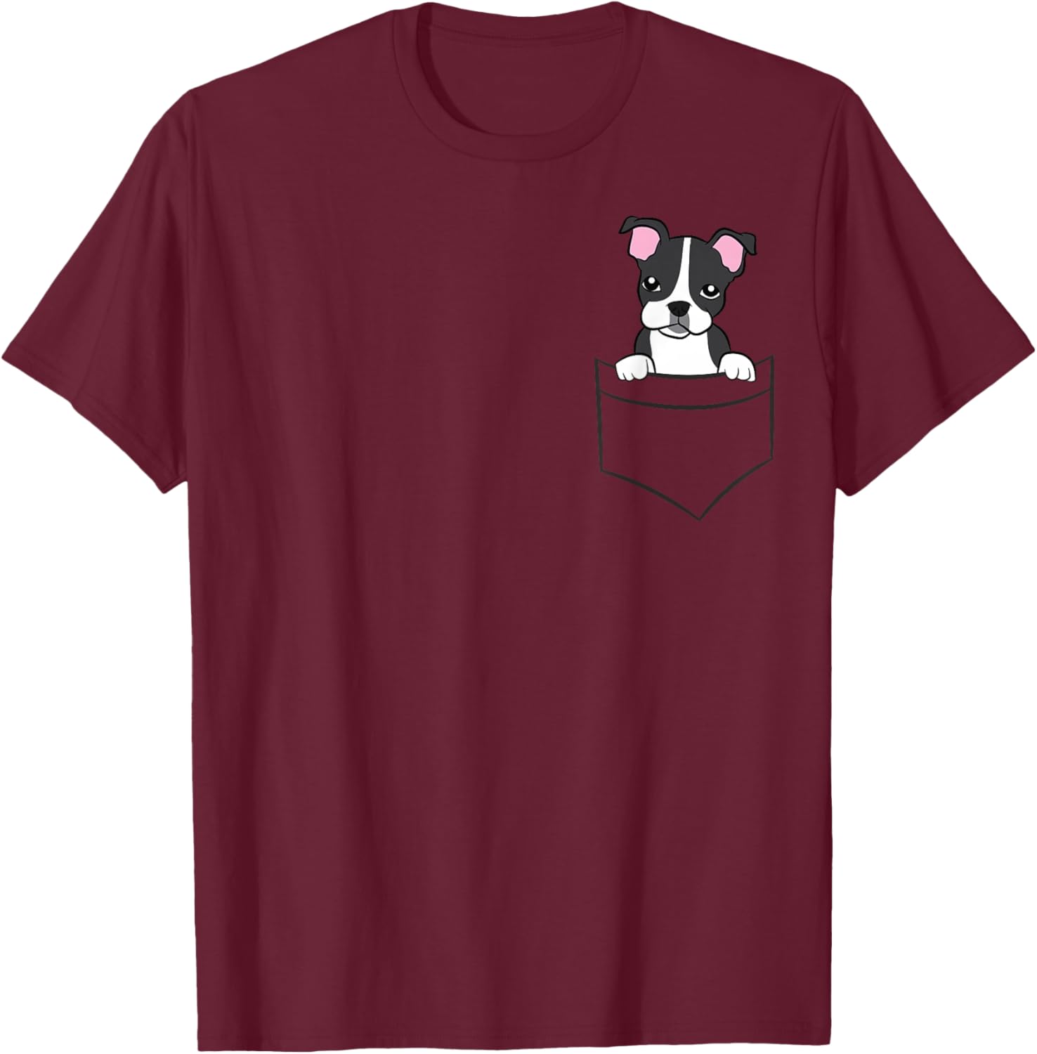 Boston Terrier in The Bag Cute Bag Boston Terrier T-Shirt - T-Shirt | Maroon