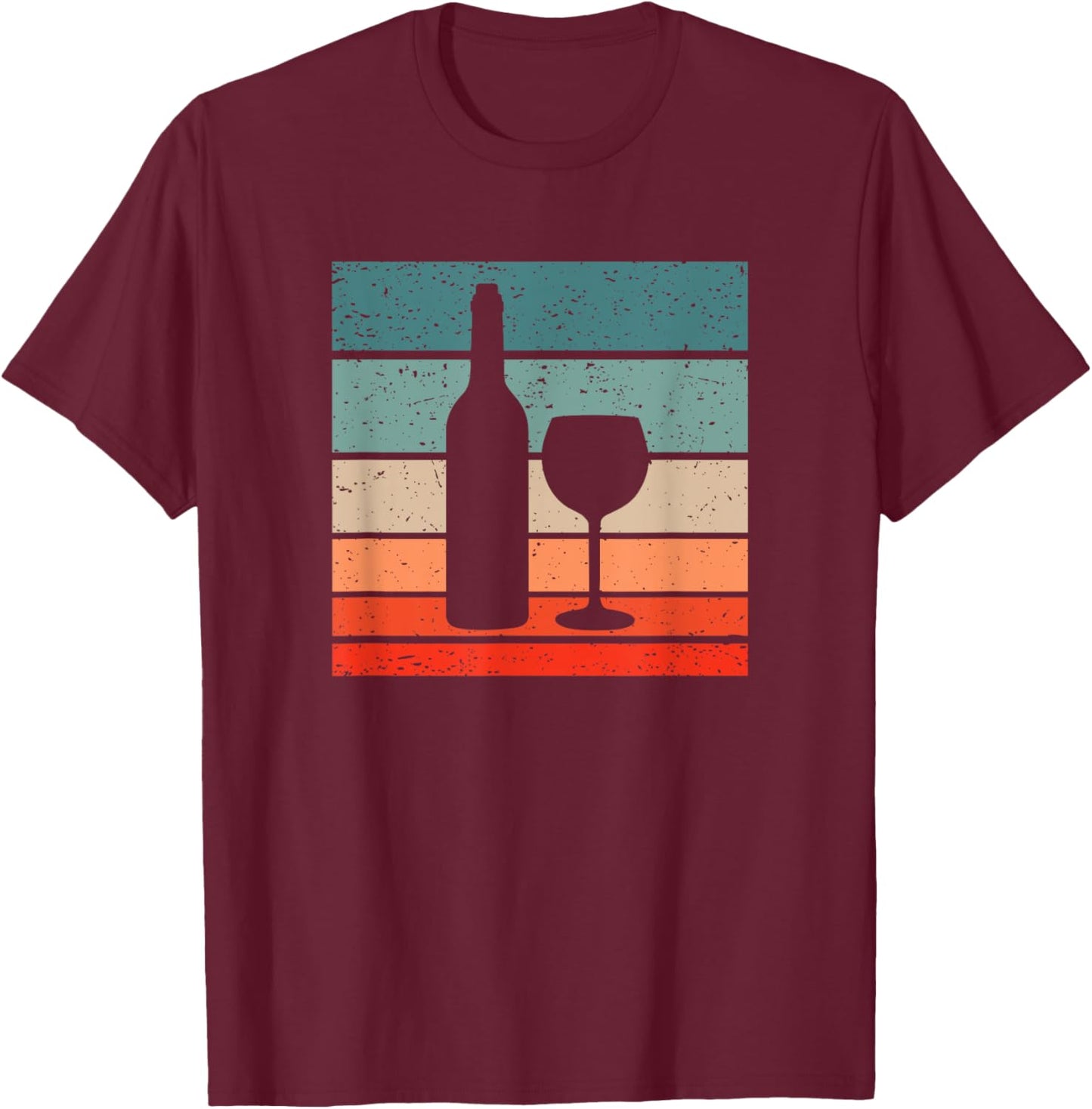 Wine Bottle Glass Retro Style Vintage T-Shirt - T-Shirt | Maroon