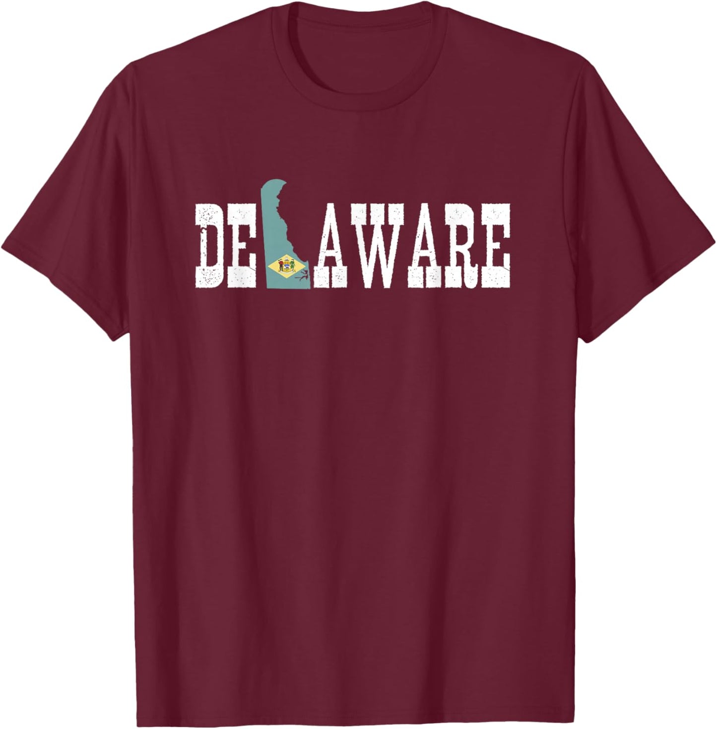 Delaware State and Delaware Flag with Pride for Delaware T-Shirt - T-Shirt | Maroon
