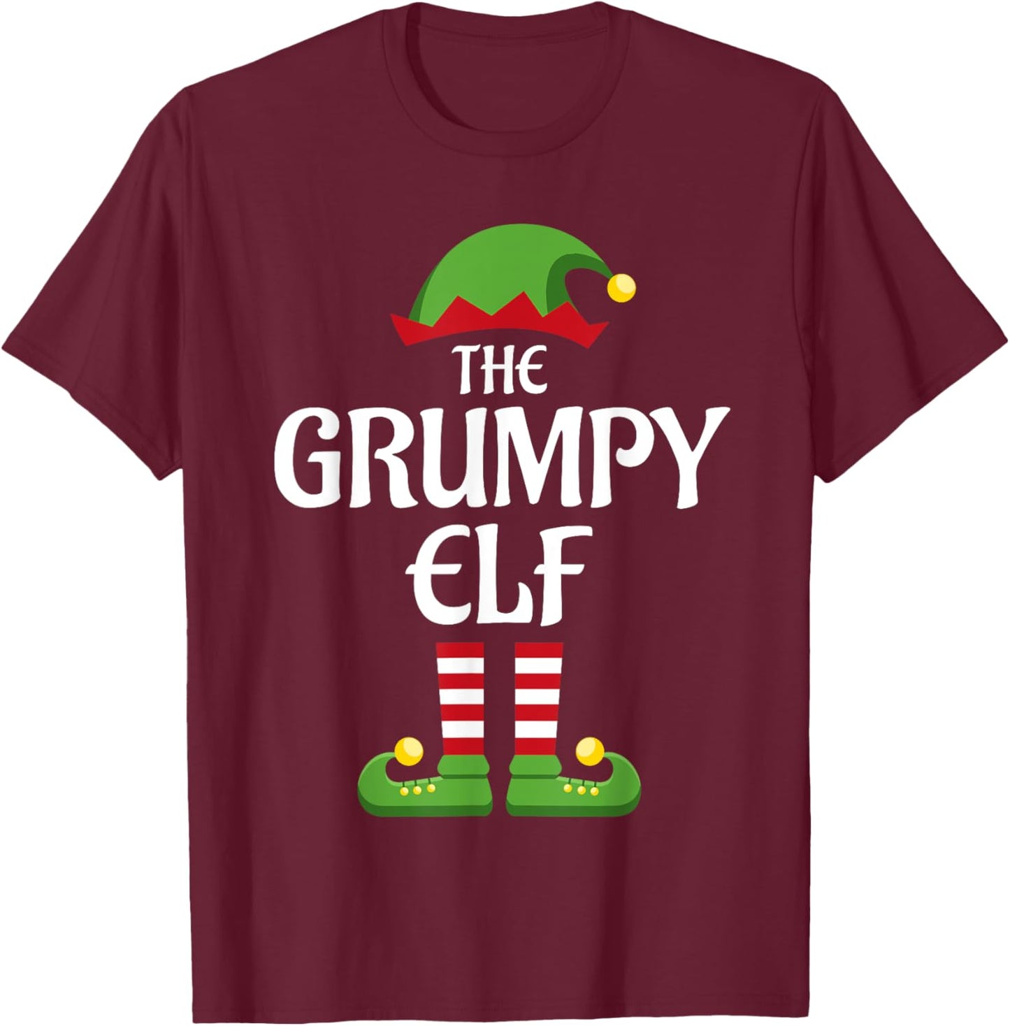 Grumpy Elf Family Matching Group Christmas T-Shirt - T-Shirt | Maroon