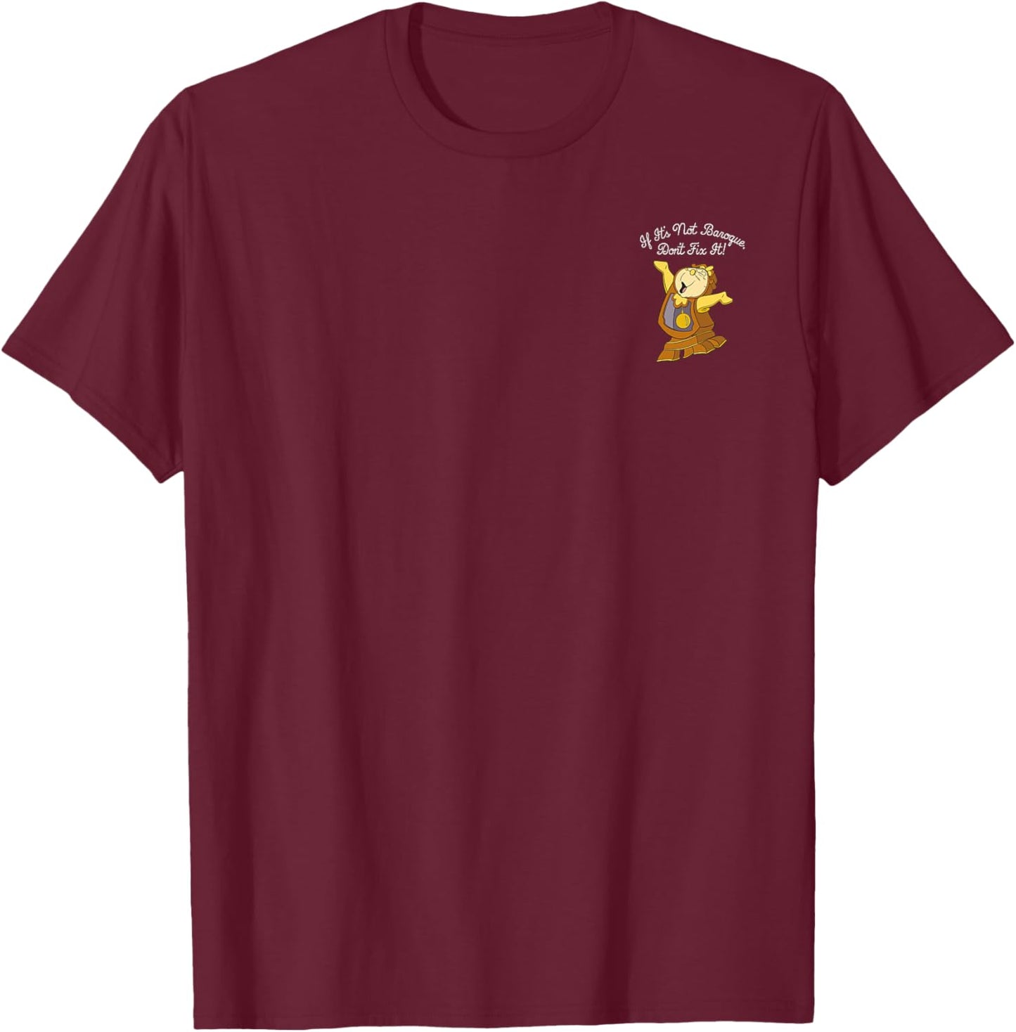 Disney Beauty & The Beast Cogsworth If It's Not Baroque T-Shirt - T-Shirt | Maroon