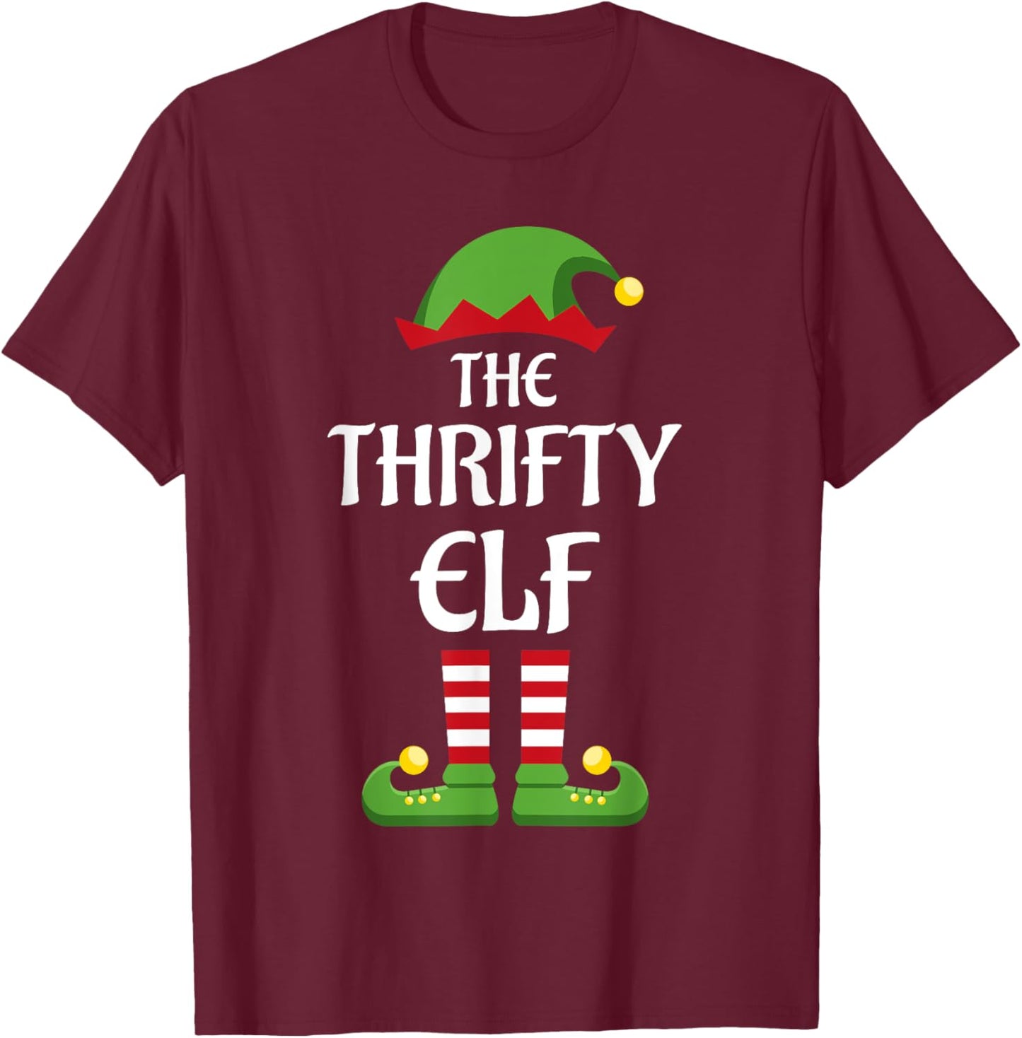 Thrifty Elf Family Matching Group Christmas T-Shirt - T-Shirt | Maroon