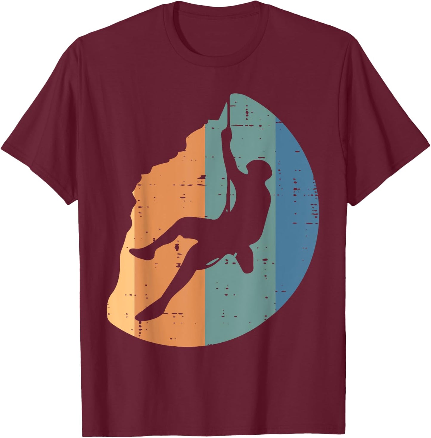 Rock Climbing Sunset Retro Mountain Climber Men Women Kids T-Shirt - T-Shirt | Maroon