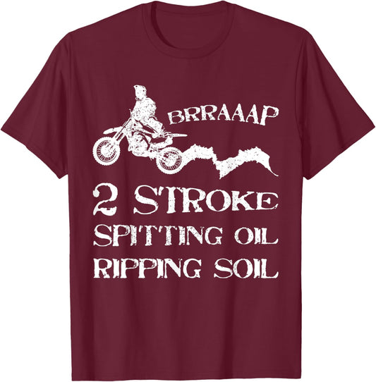 Dirt Bike 2 Stroke Motorcycle Rider Motocross Off-Road Biker T-Shirt - T-Shirt | Maroon