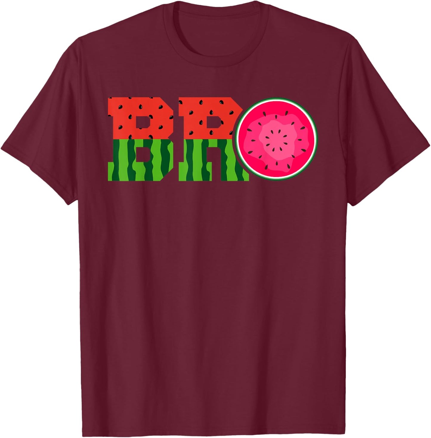 Funny Watermelon Bro Cute Summer Vacation Brother Sibling Women Kids T-Shirt - T-Shirt | Maroon
