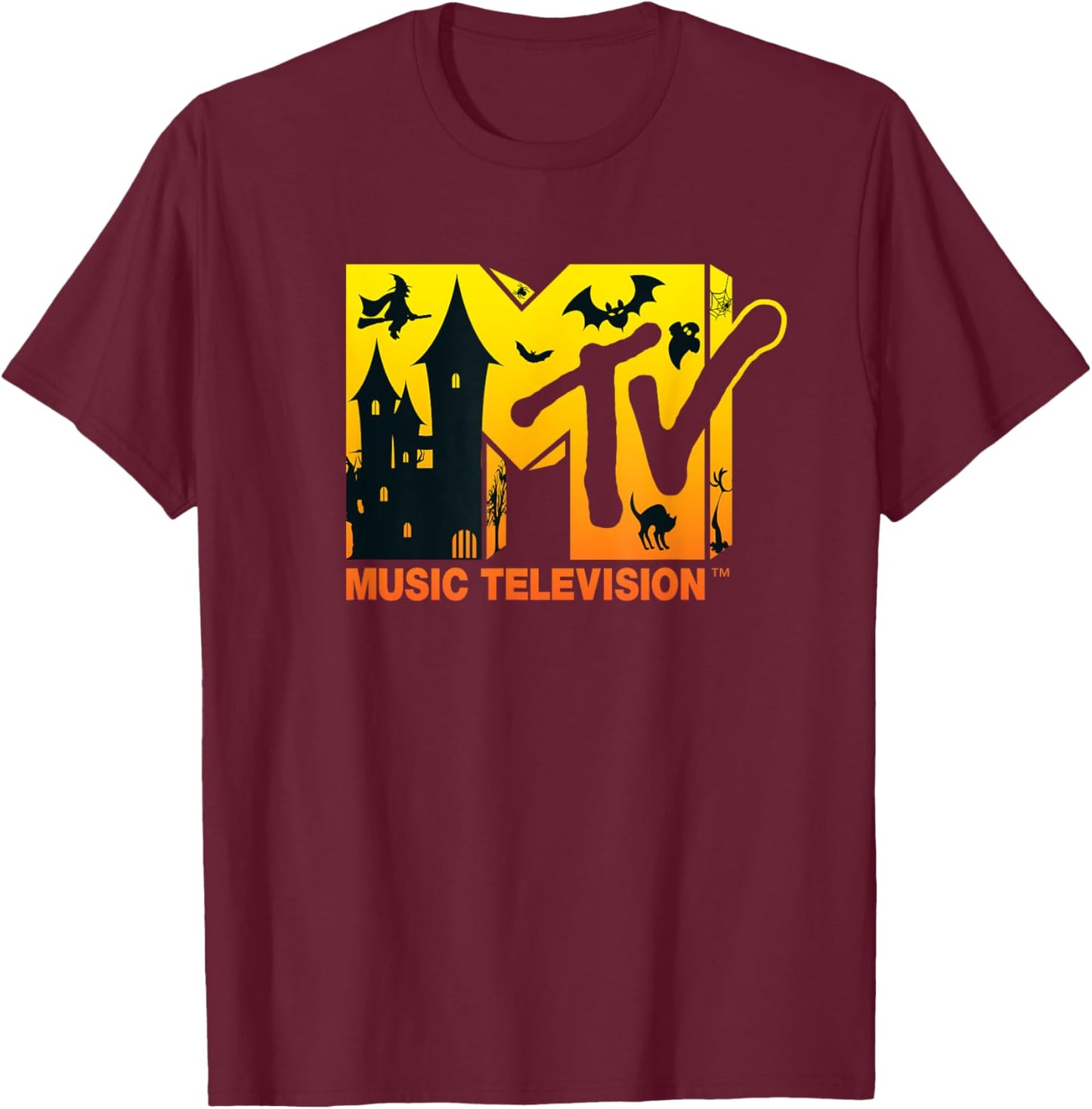 Mademark x MTV - Music Television Halloween Theme Logo Design T-Shirt - T-Shirt | Maroon
