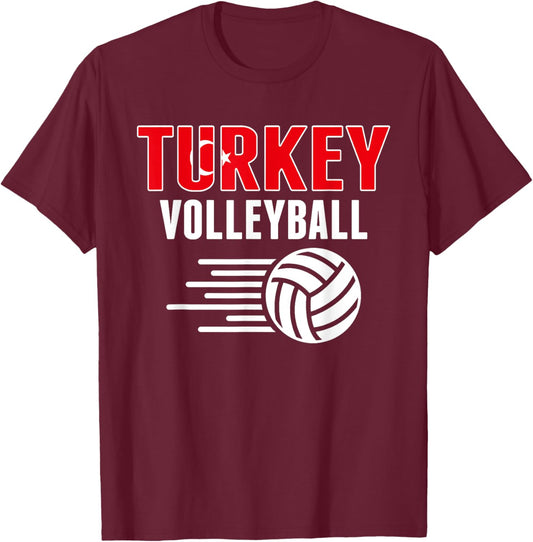 Turkey Volleyball Fans Jersey - Turkish Flag Sport Lovers T-Shirt - T-Shirt | Maroon