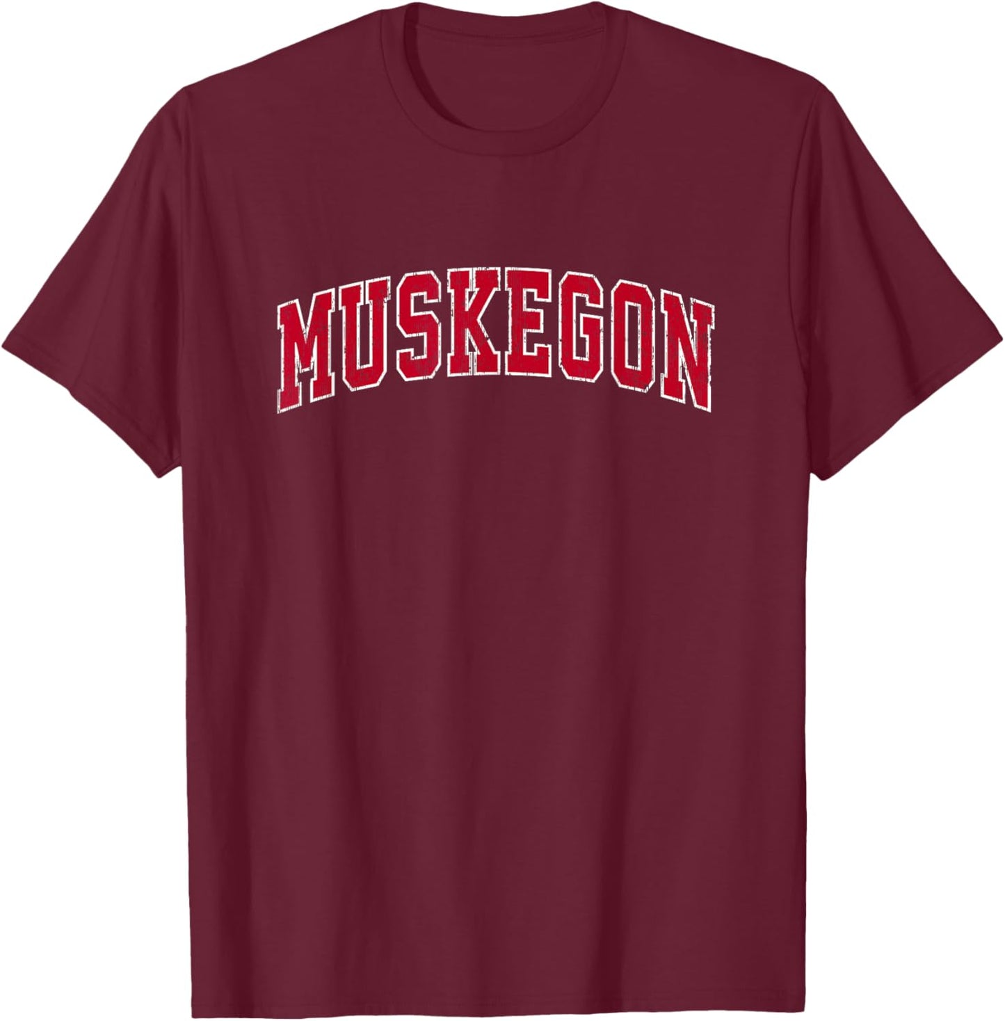 Muskegon Michigan MI Vintage Sports Design Red Design T-Shirt - T-Shirt | Maroon