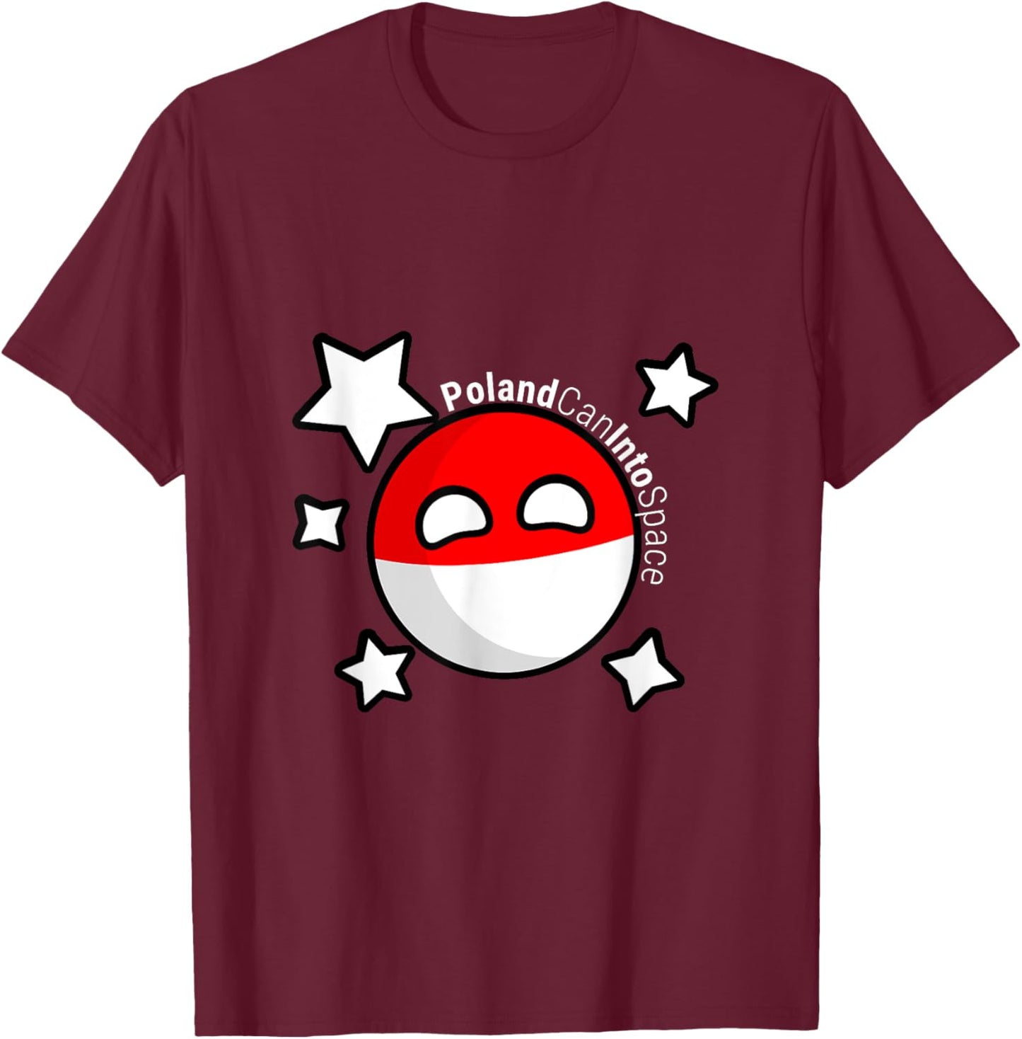 Poland Can into Space Polandball Country balls Hero T-Shirt - T-Shirt | Maroon