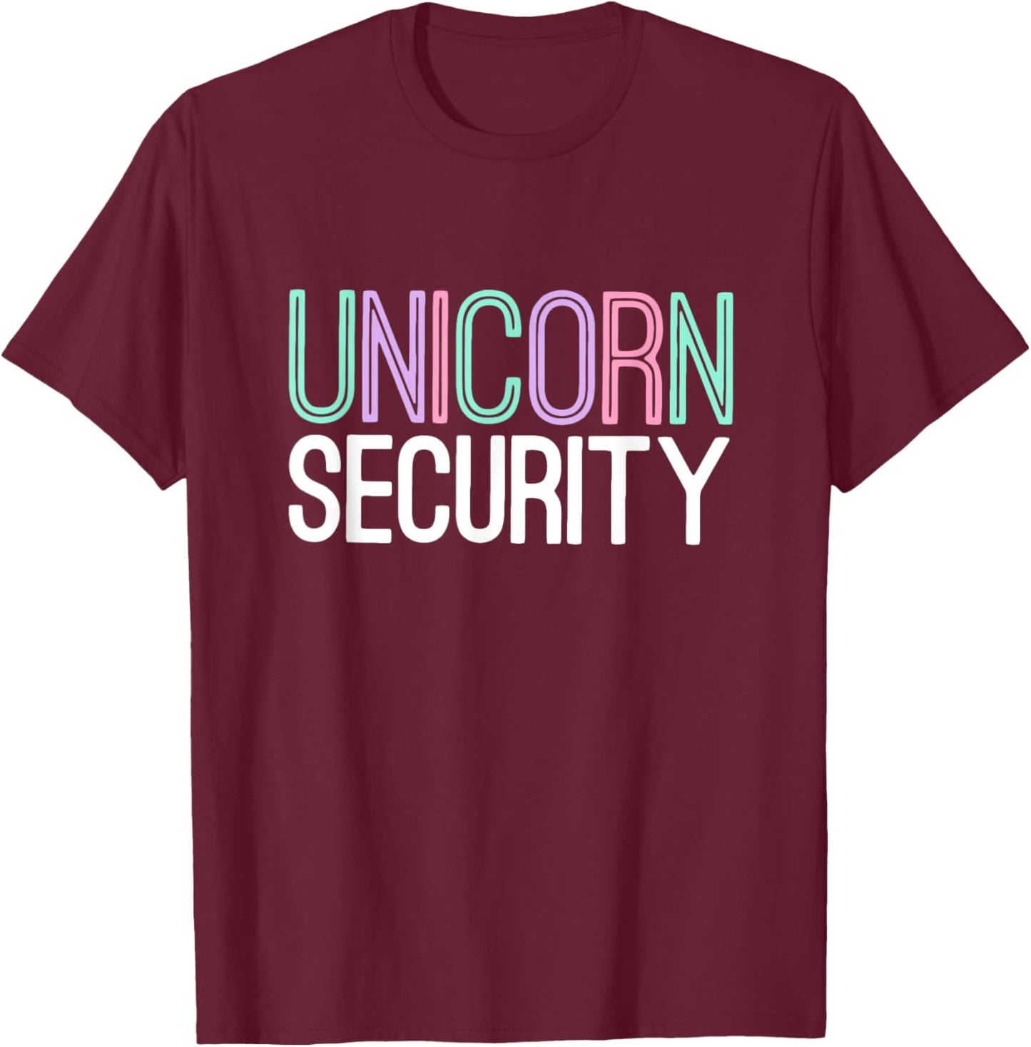 Unicorn Security Dad Mom Sis Brother Halloween Costume Gift T-Shirt - T-Shirt | Maroon