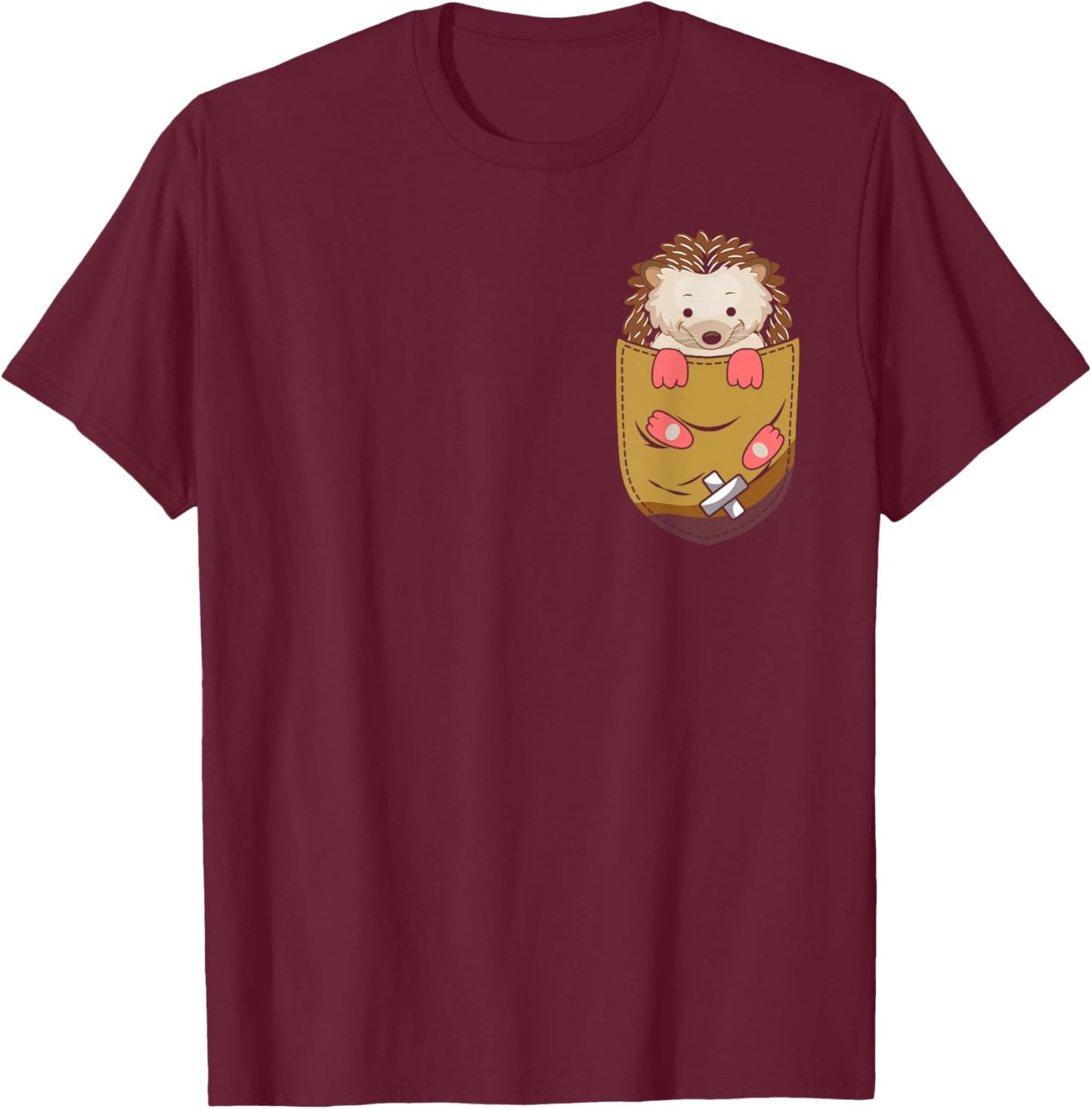 Funny Hedgehog Pocket Graphic Hedgehogs Toddler Women Men T-Shirt - T-Shirt | Maroon