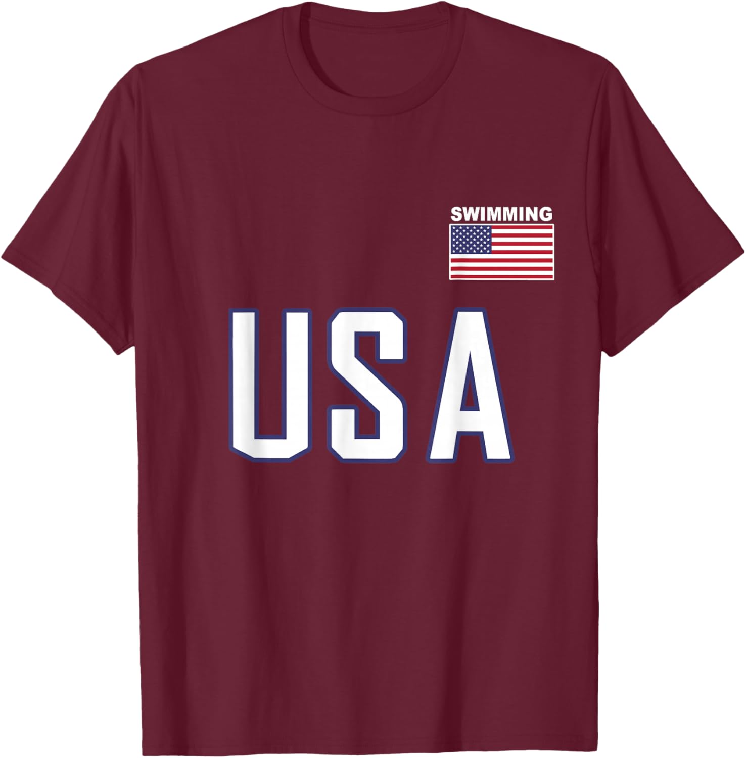 USA Flag Swim Swimming Sport Practice Equipment Men Women T-Shirt - T-Shirt | Maroon