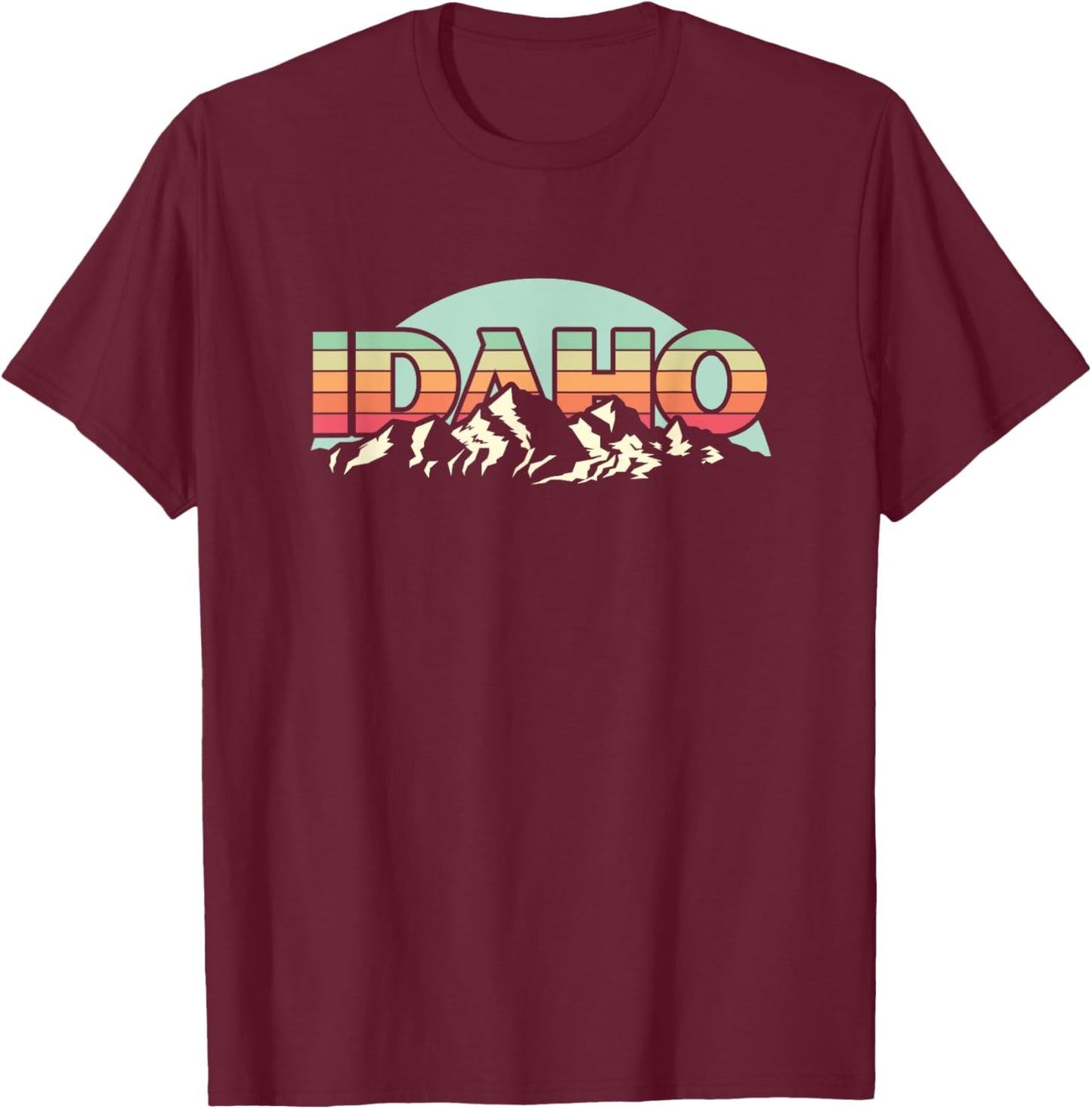 American State Idaho - Vintage Mountain Nature Hiking T-Shirt - T-Shirt | Maroon