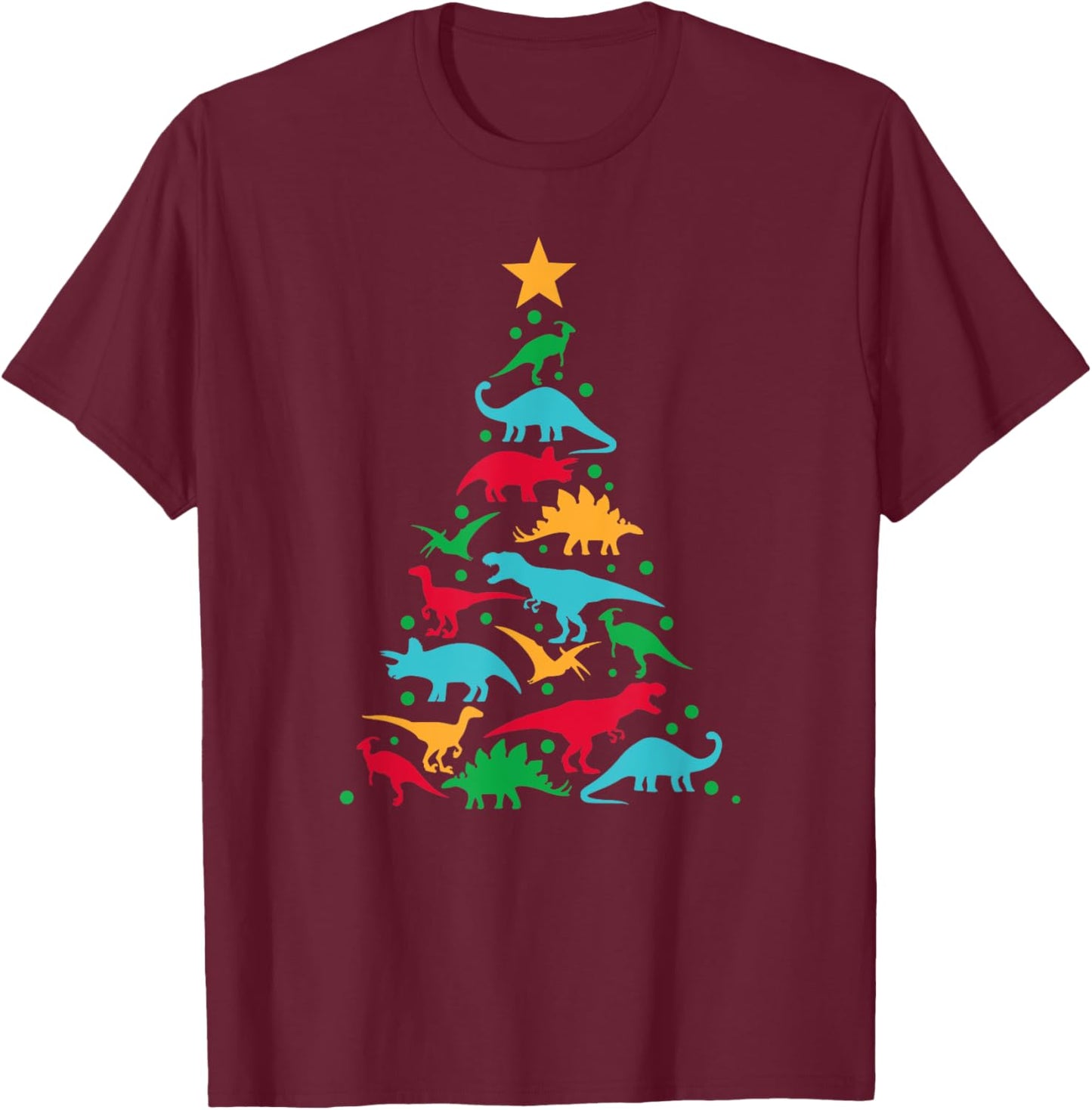 Tree Rex Dinosaur Dino Tree Christmas Tree Funny T-Shirt - T-Shirt | Maroon