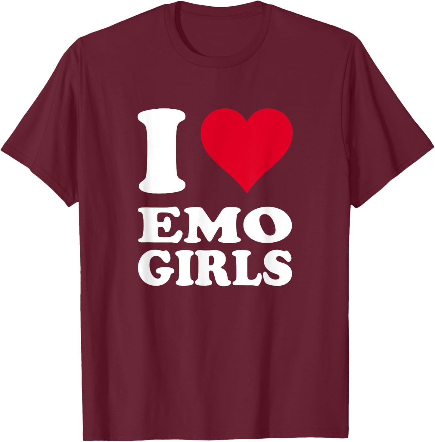 Red Heart I Love Emo Girls T-Shirt - T-Shirt | Maroon