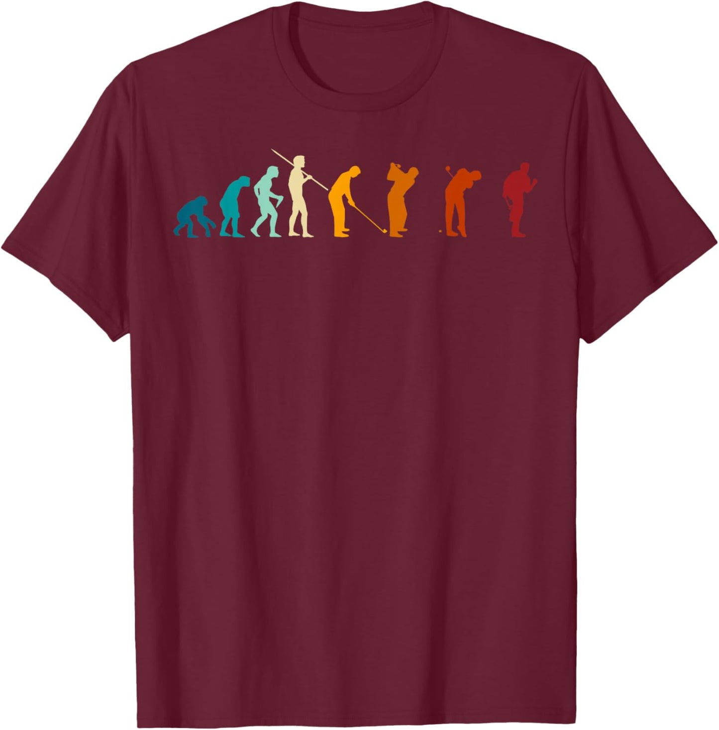 Evolution of the Golfing Man - Funny Golfer T-Shirt - T-Shirt | Maroon