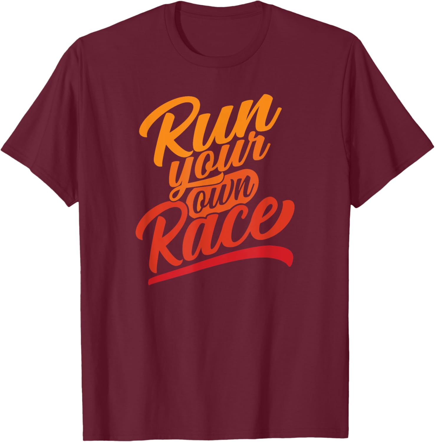Trails of a Distance Runner -Adults Classic Fit Cotton Polyester Run your own Race Graphic Black Small T-Shirt - T-Shirt | Maroon