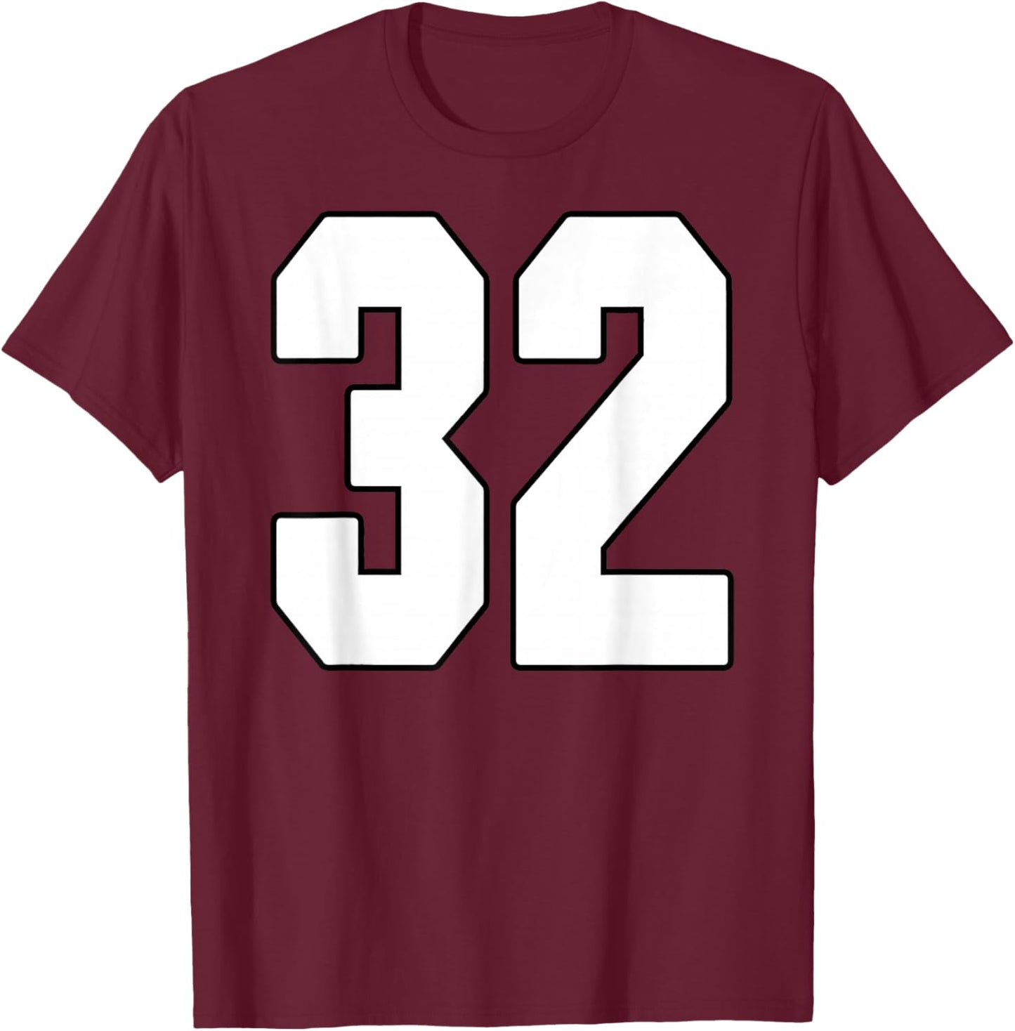Big #32 Jersey Number 32 Uniform Biggest Fan Favorite Player T-Shirt - T-Shirt | Maroon