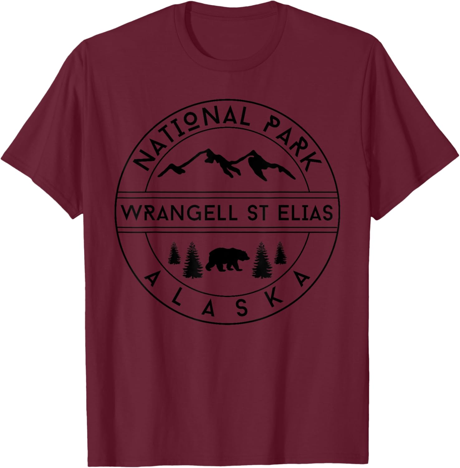 Wrangell St Elias National Park Alaska Bear Nature Hiking T-Shirt - T-Shirt | Maroon