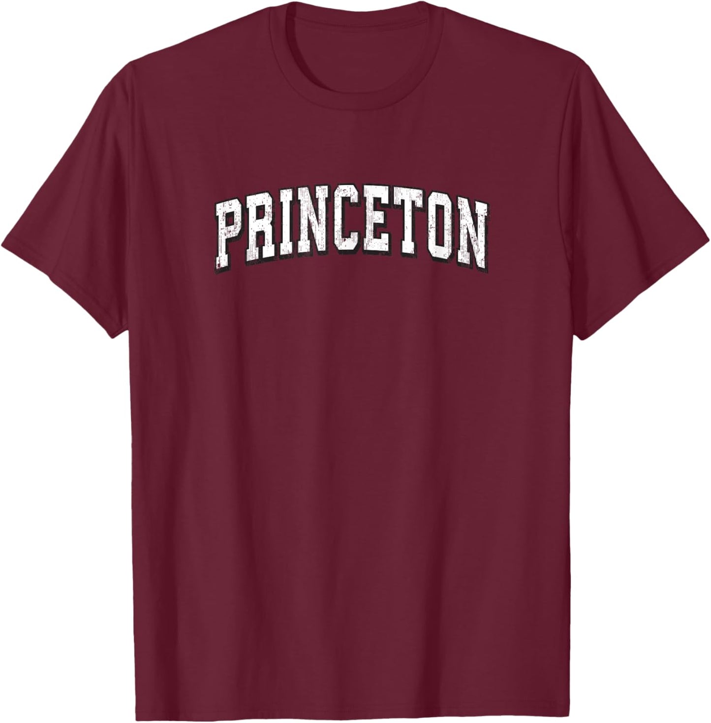 Princeton Massachusetts Vintage Athletic Sports B&W Print T-Shirt - T-Shirt | Maroon
