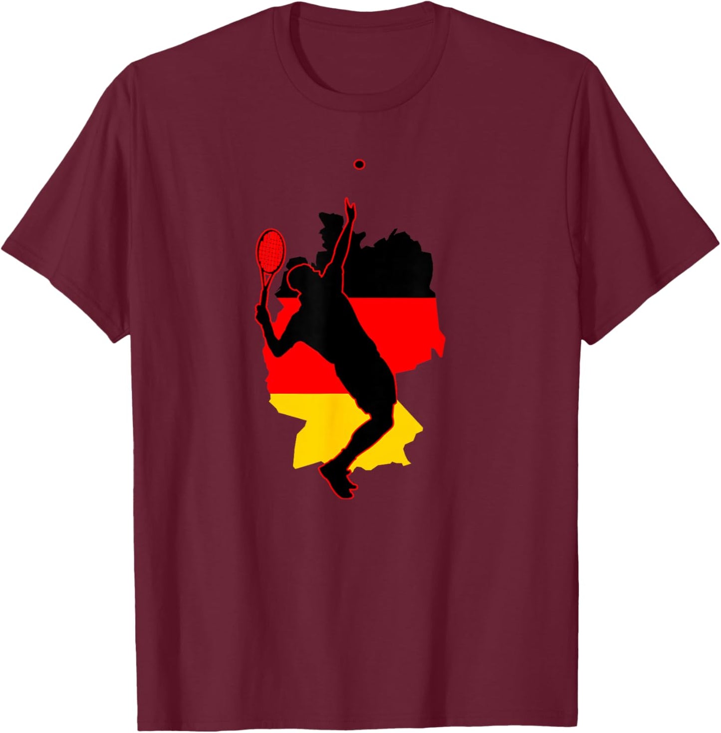 Pro German Racket Sport National Flag Germany Tennis Lover T-Shirt - T-Shirt | Maroon