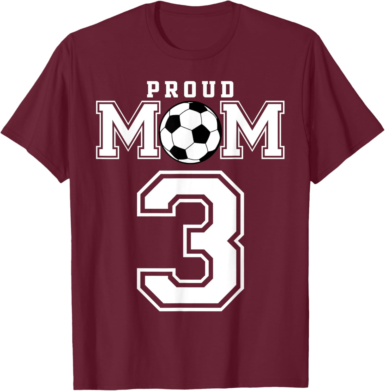 Number 3 Custom Proud Soccer Futbol Mom Personalized Women T-Shirt - T-Shirt | Maroon