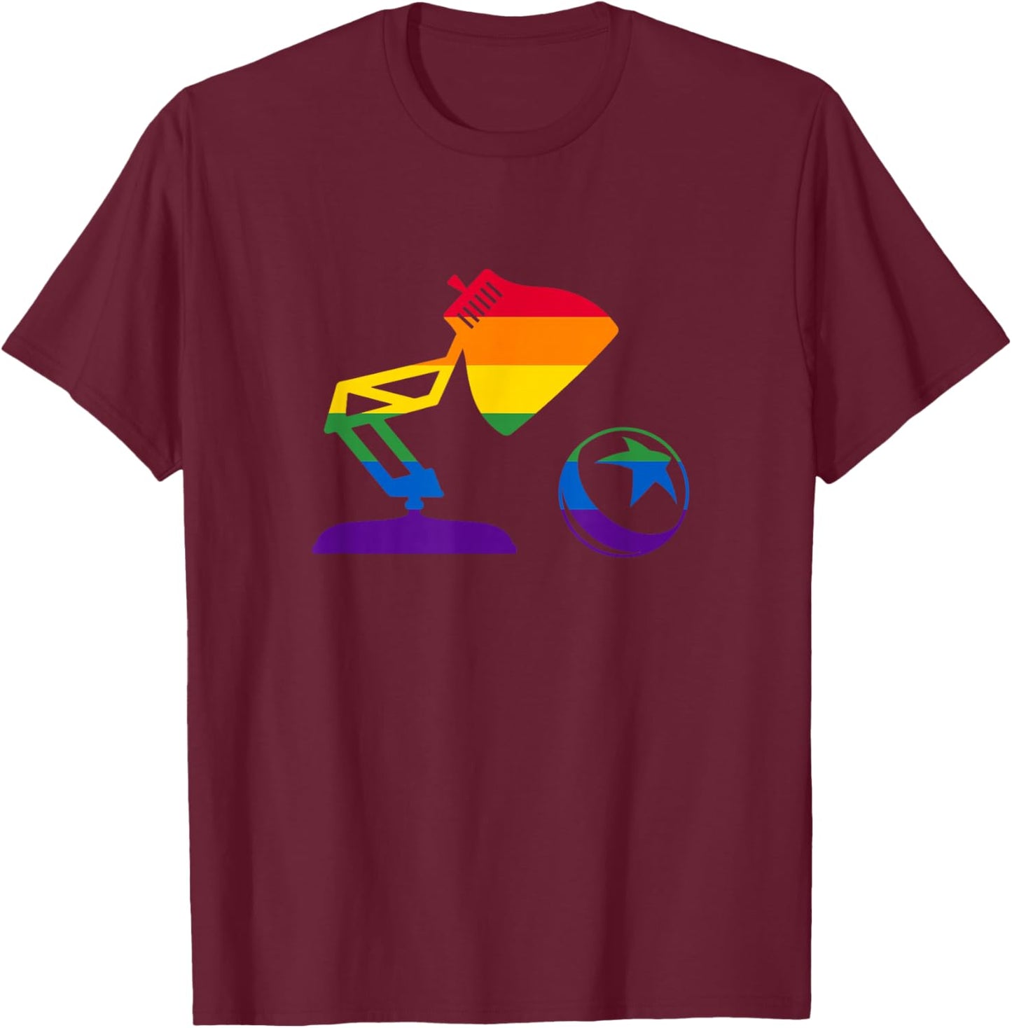 Pixar Ball and Luxo Jr. Rainbow Collection T-Shirt - T-Shirt | Maroon