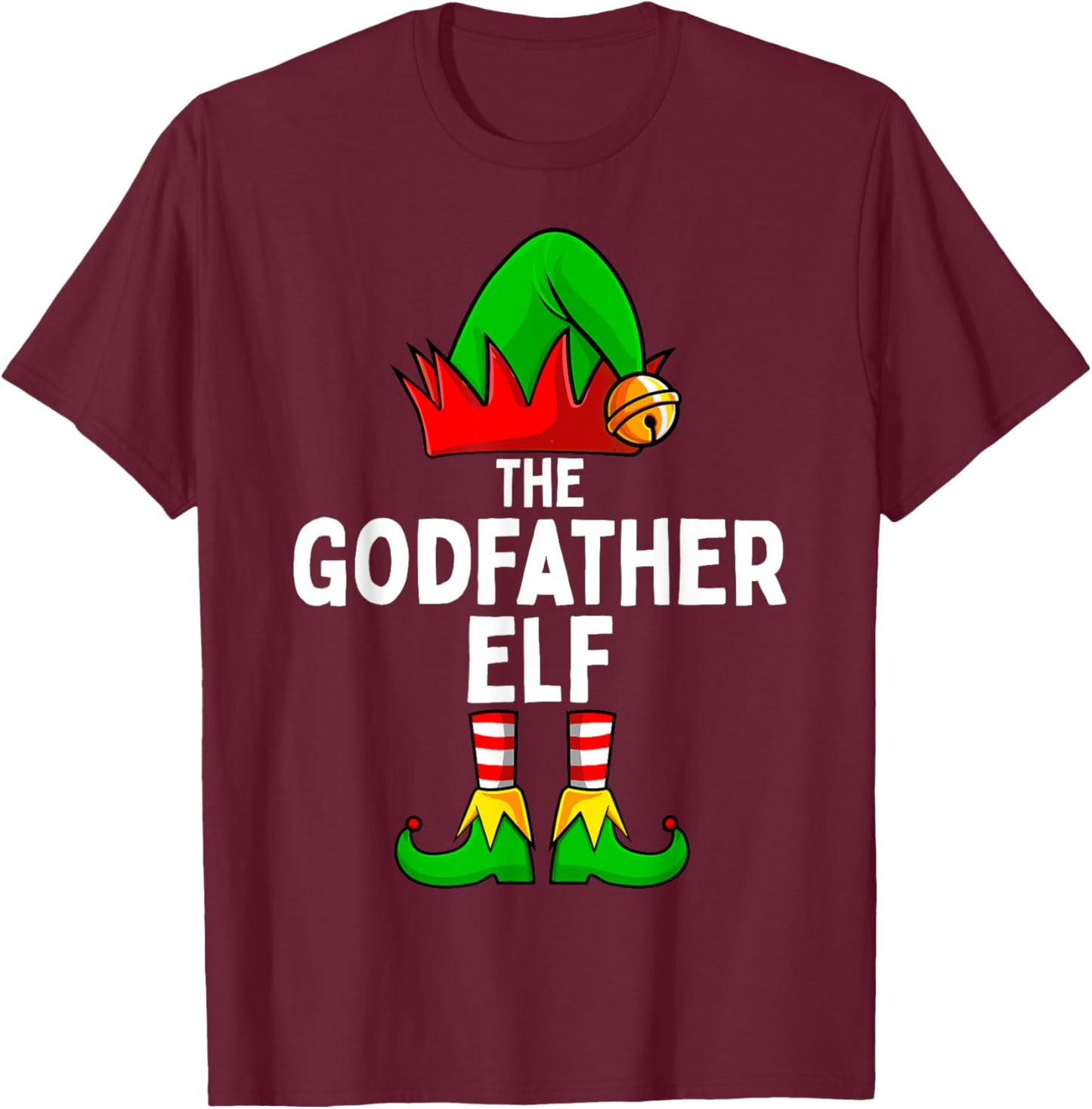 Godfather Elf Matching Family Christmas Men T-Shirt - T-Shirt | Maroon