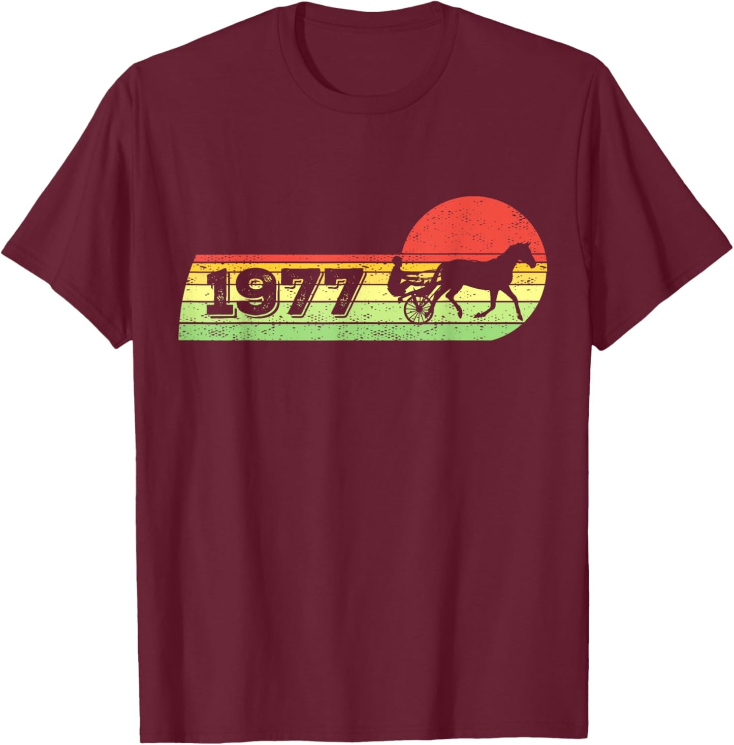 Vintage 1977 Birthday Harness-Racing horses Trotting-race T-Shirt - T-Shirt | Maroon
