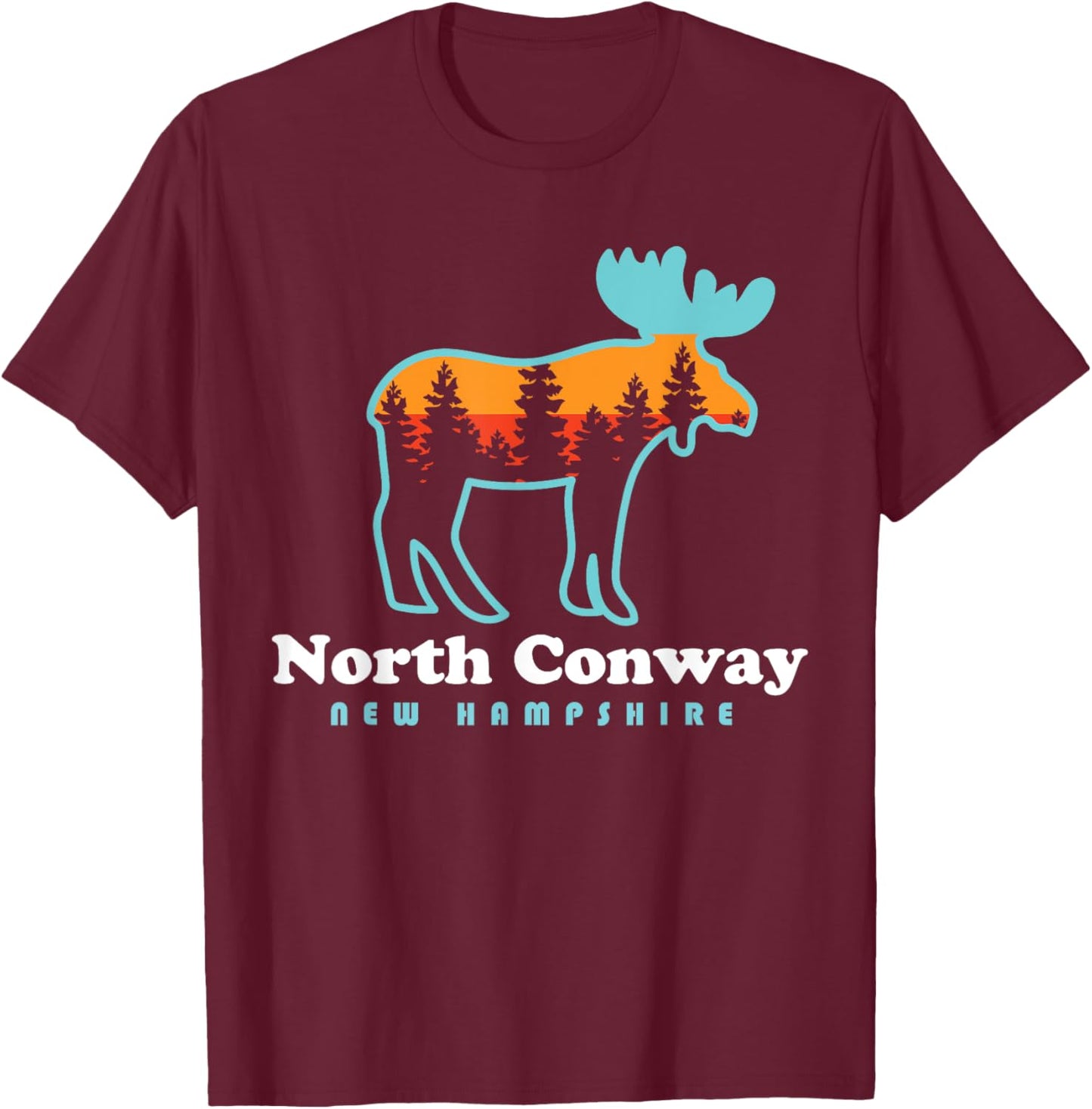 North Conway New Hampshire Moose Mountains T-Shirt - T-Shirt | Maroon