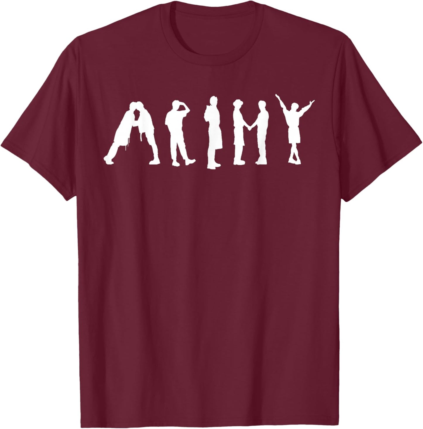 Pop Inspired Butter Band Group Army T-Shirt - T-Shirt | Maroon