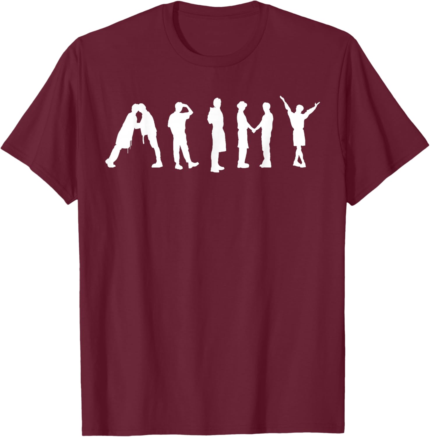 Pop Inspired Butter Band Group Army T-Shirt - T-Shirt | Maroon