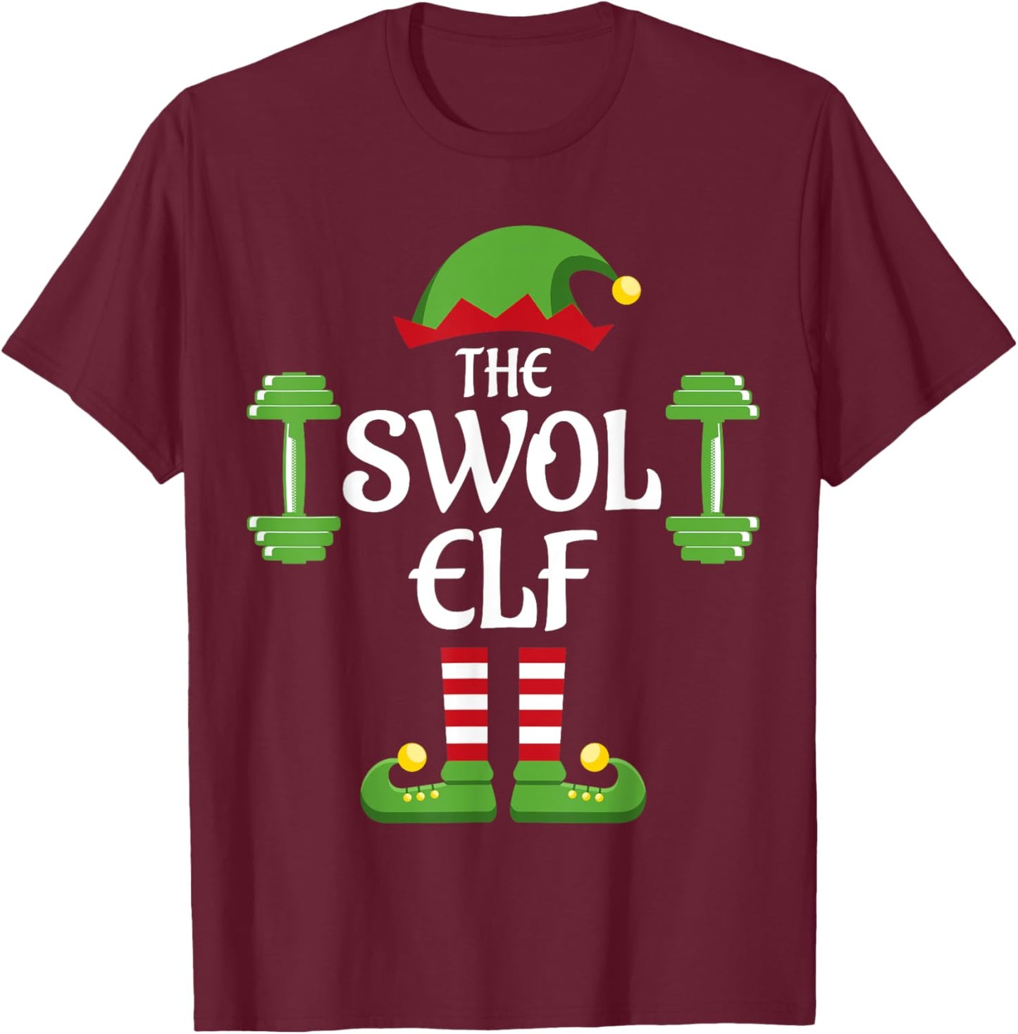 Swol Elf Family Matching Group Christmas T-Shirt - T-Shirt | Maroon