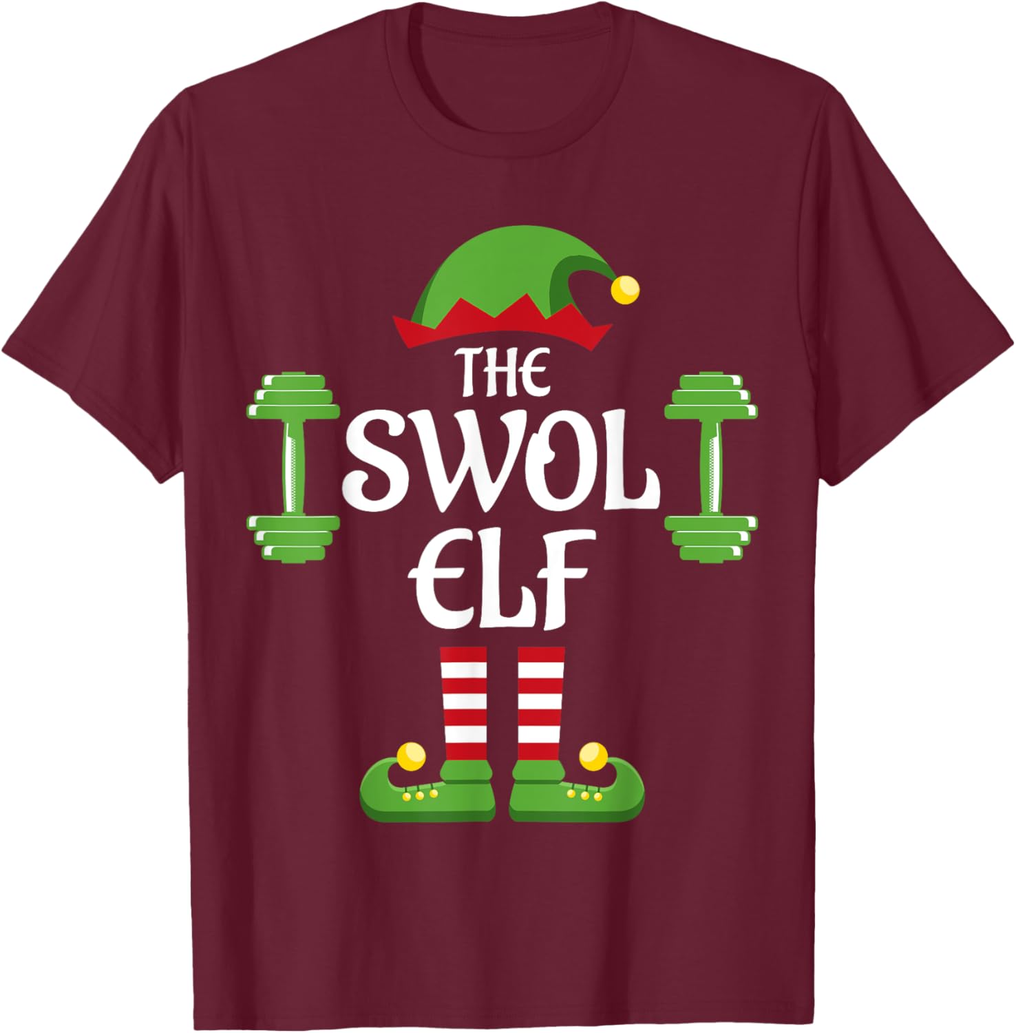 Swol Elf Family Matching Group Christmas T-Shirt - T-Shirt | Maroon