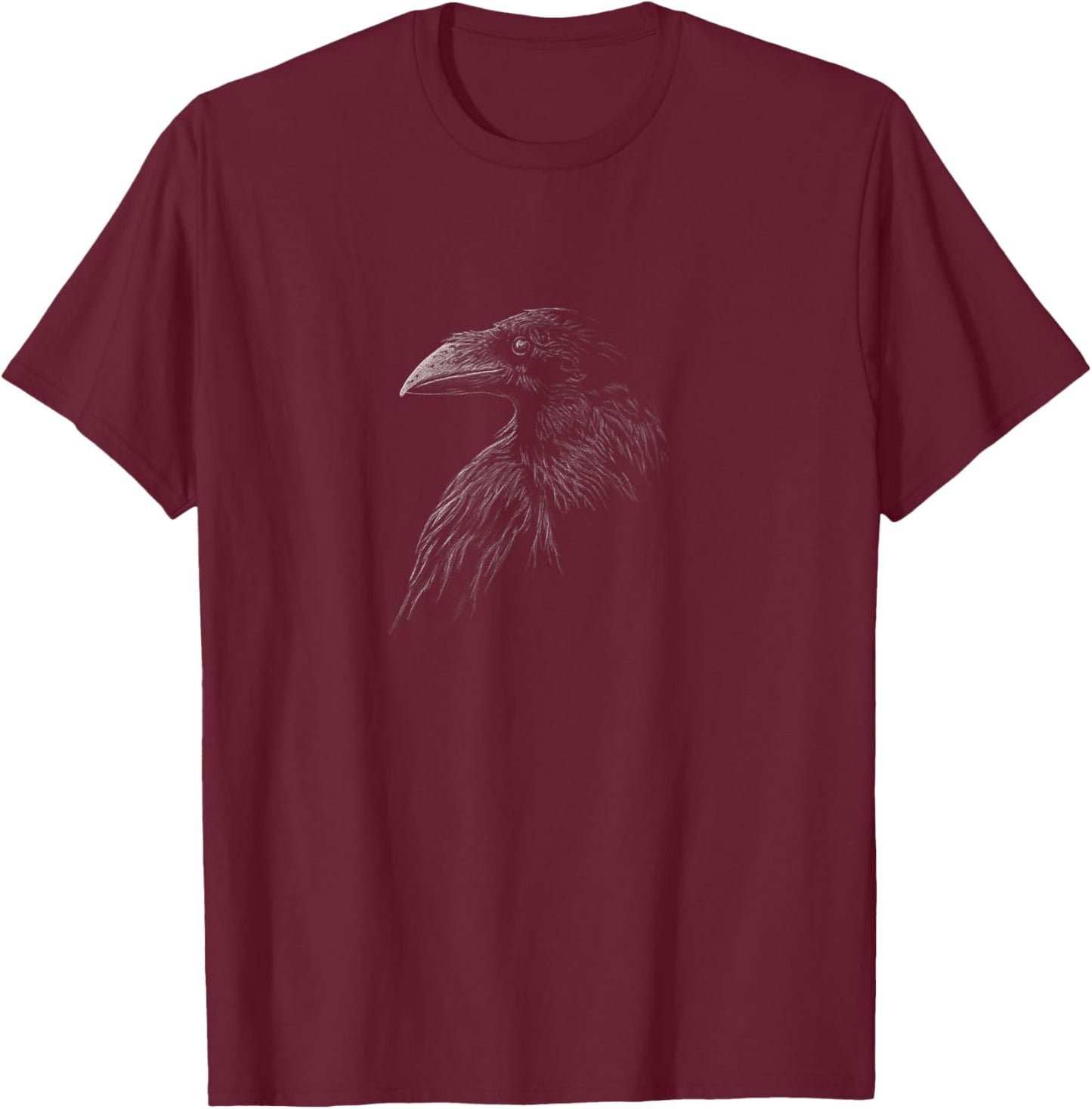 Skizzenmonster Bird Art Raven Illustration - Men's Adult Small Black Short Sleeve T-Shirt - T-Shirt | Maroon