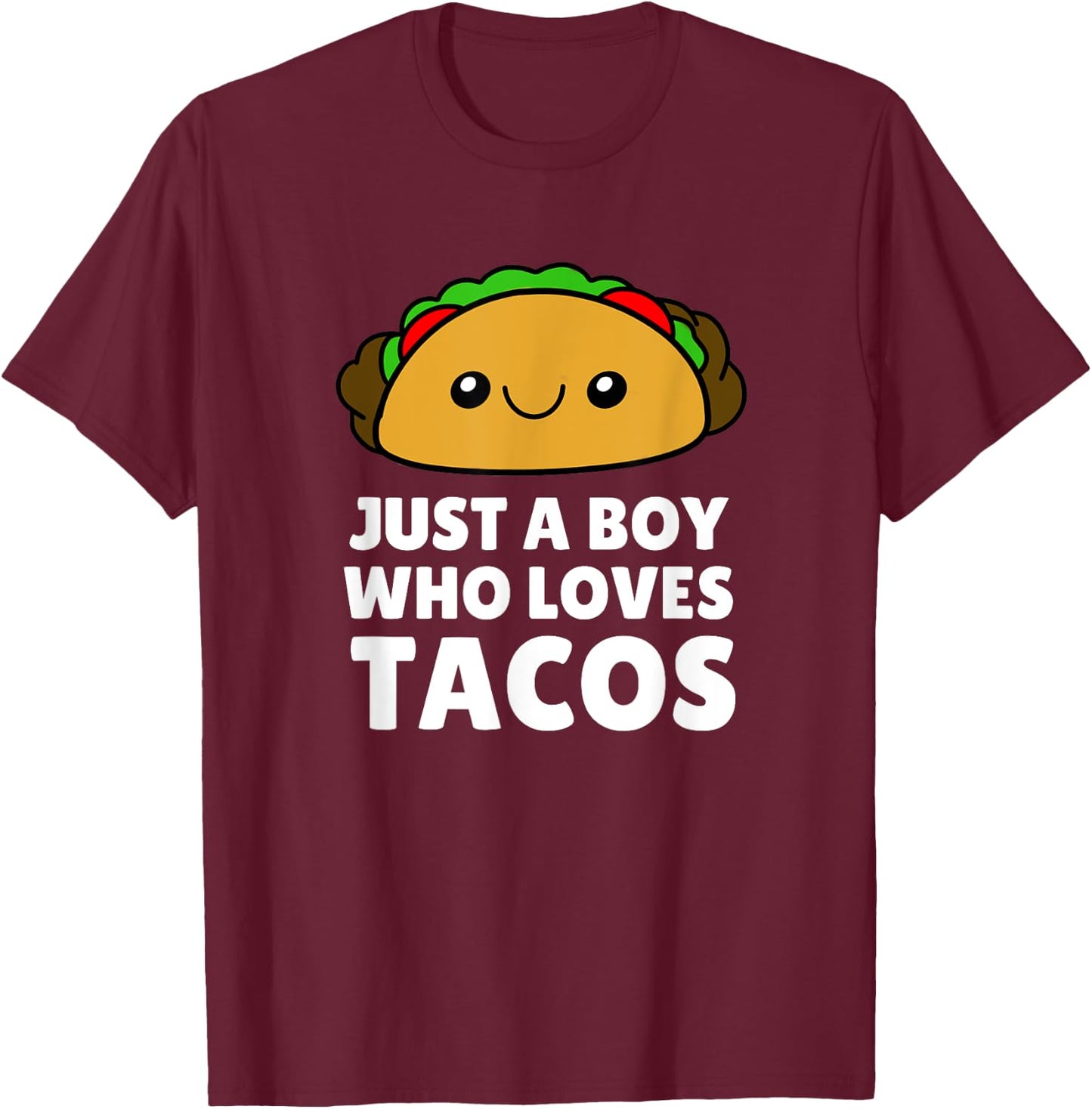Just A Boy Who Loves Tacos Funny Kids Toddler Baby 5T 4T T-Shirt - T-Shirt | Maroon