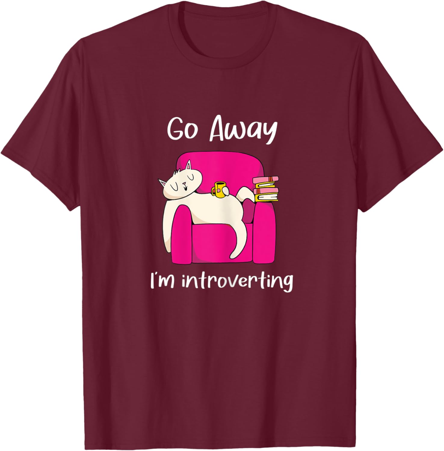 Funny Sarcastic Cat introvert teen college student pajama T-Shirt - T-Shirt | Maroon