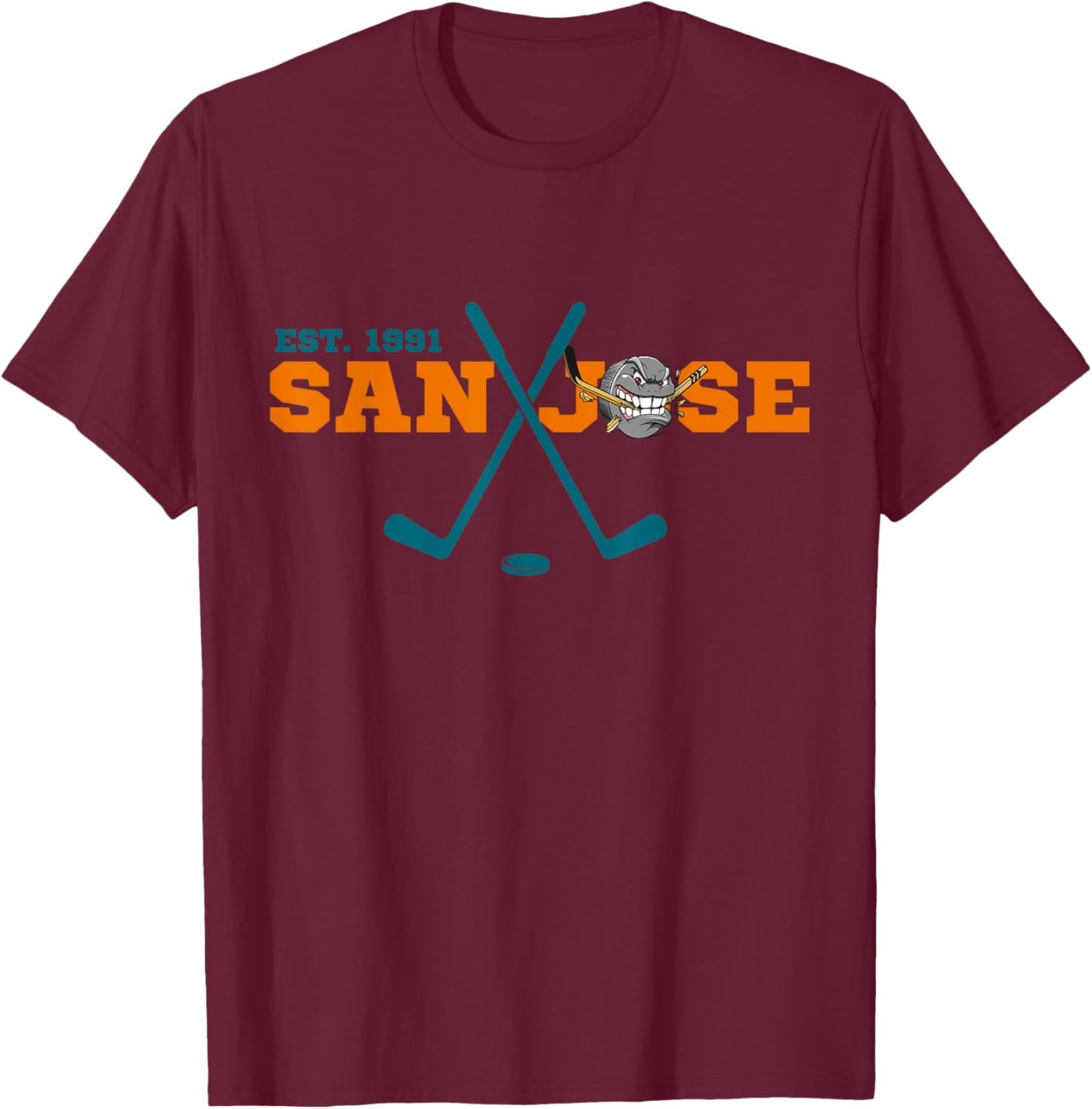 San Jose Est 1991 Sports Team Novelty Athletic T-Shirt - T-Shirt | Maroon