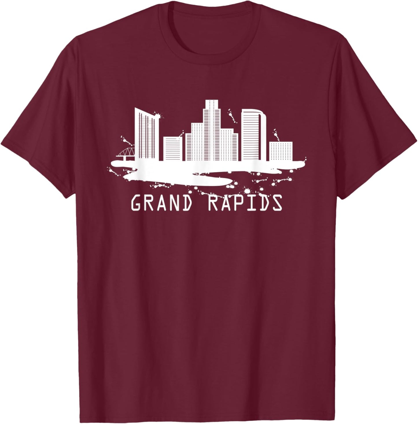 Grand Rapids Cityscape - Grand Rapids Michigan Skyline T-Shirt - T-Shirt | Maroon