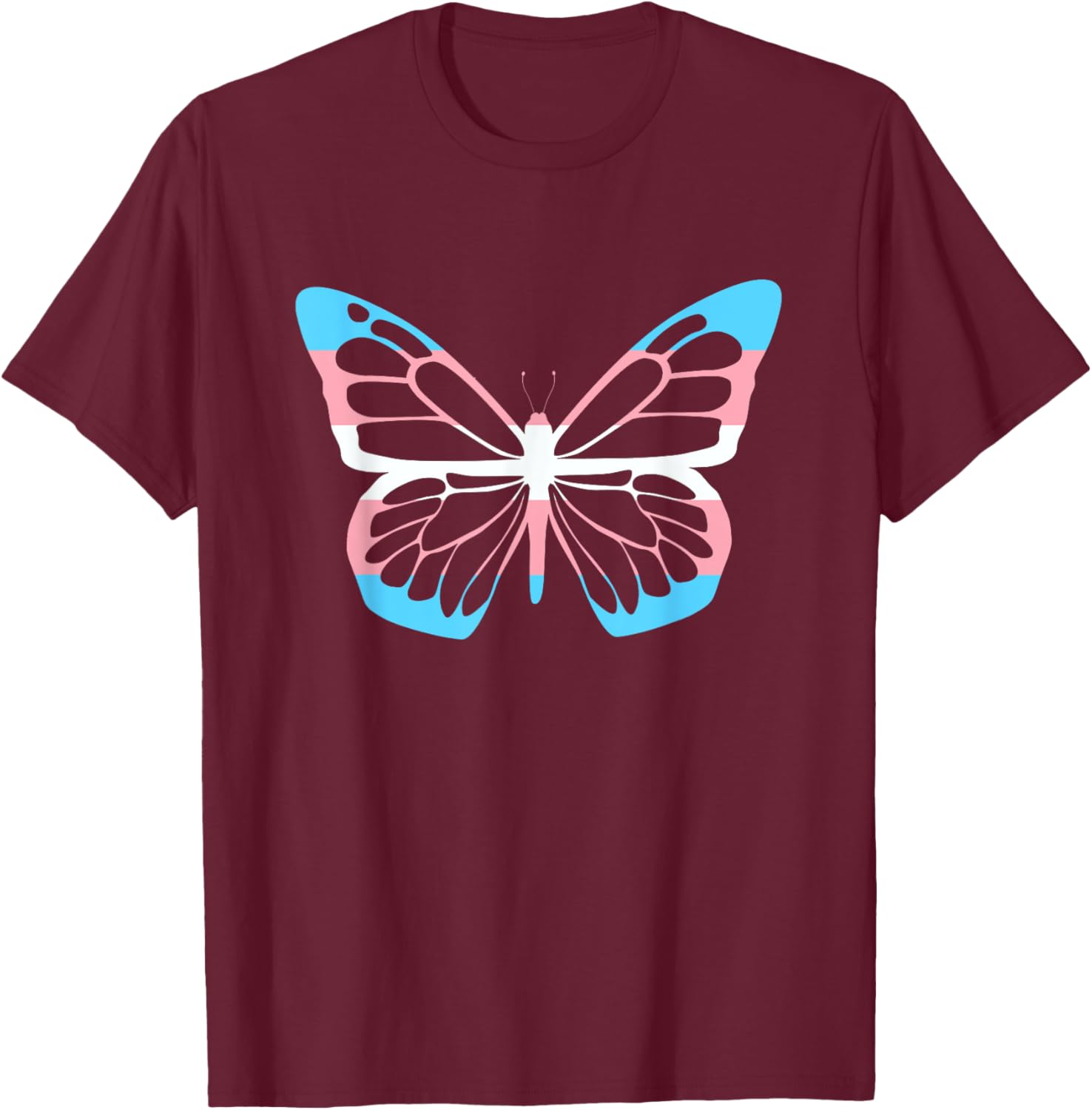 Transgender Butterfly Equality Transsexual Flag Trans Pride T-Shirt - T-Shirt | Maroon