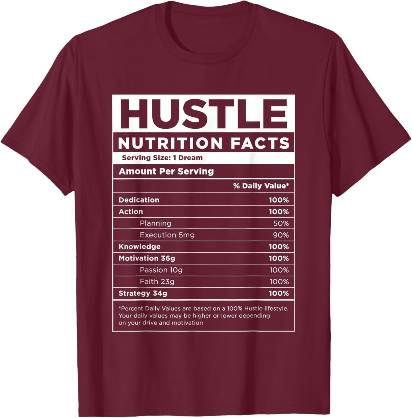 Hustle Nutrition Facts Hundred Dollar Bills Money Hustler T-Shirt - T-Shirt | Maroon