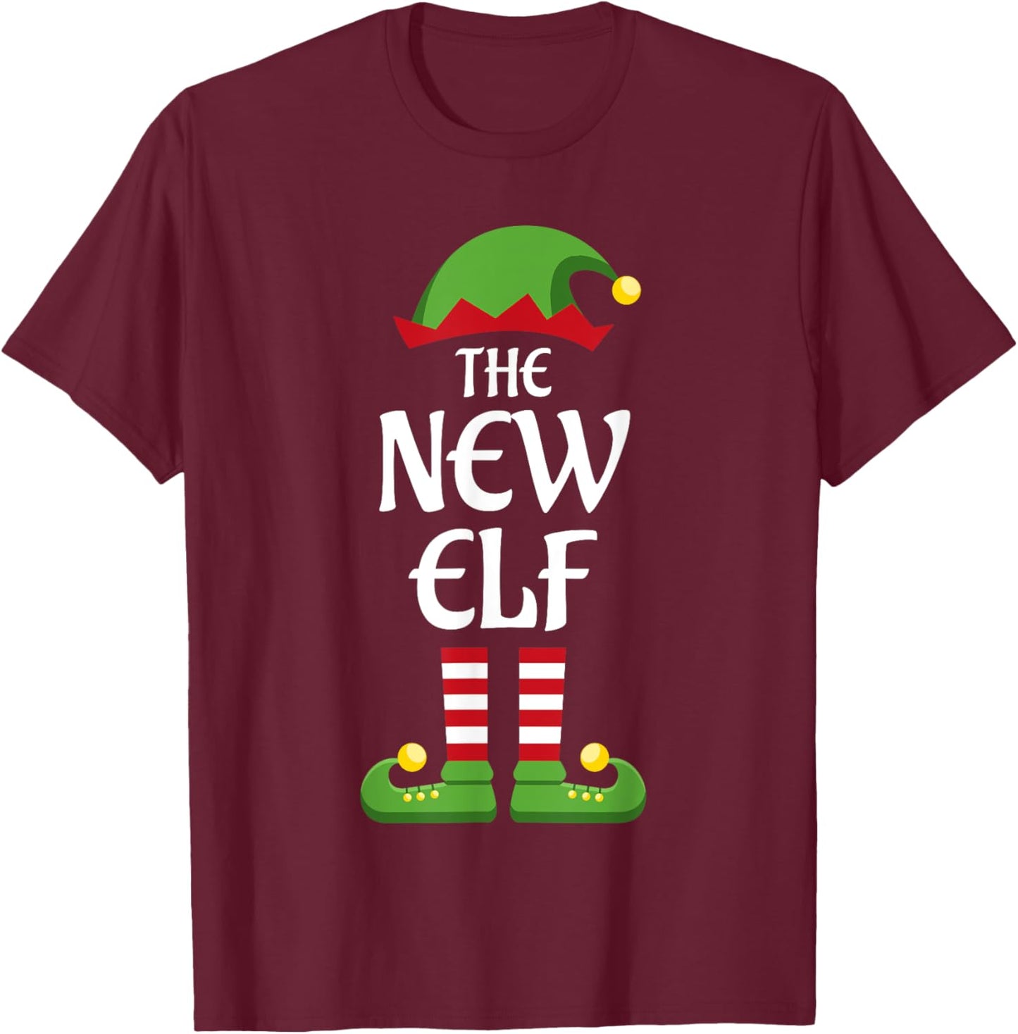 New Elf Family Matching Group Christmas T-Shirt - T-Shirt | Maroon