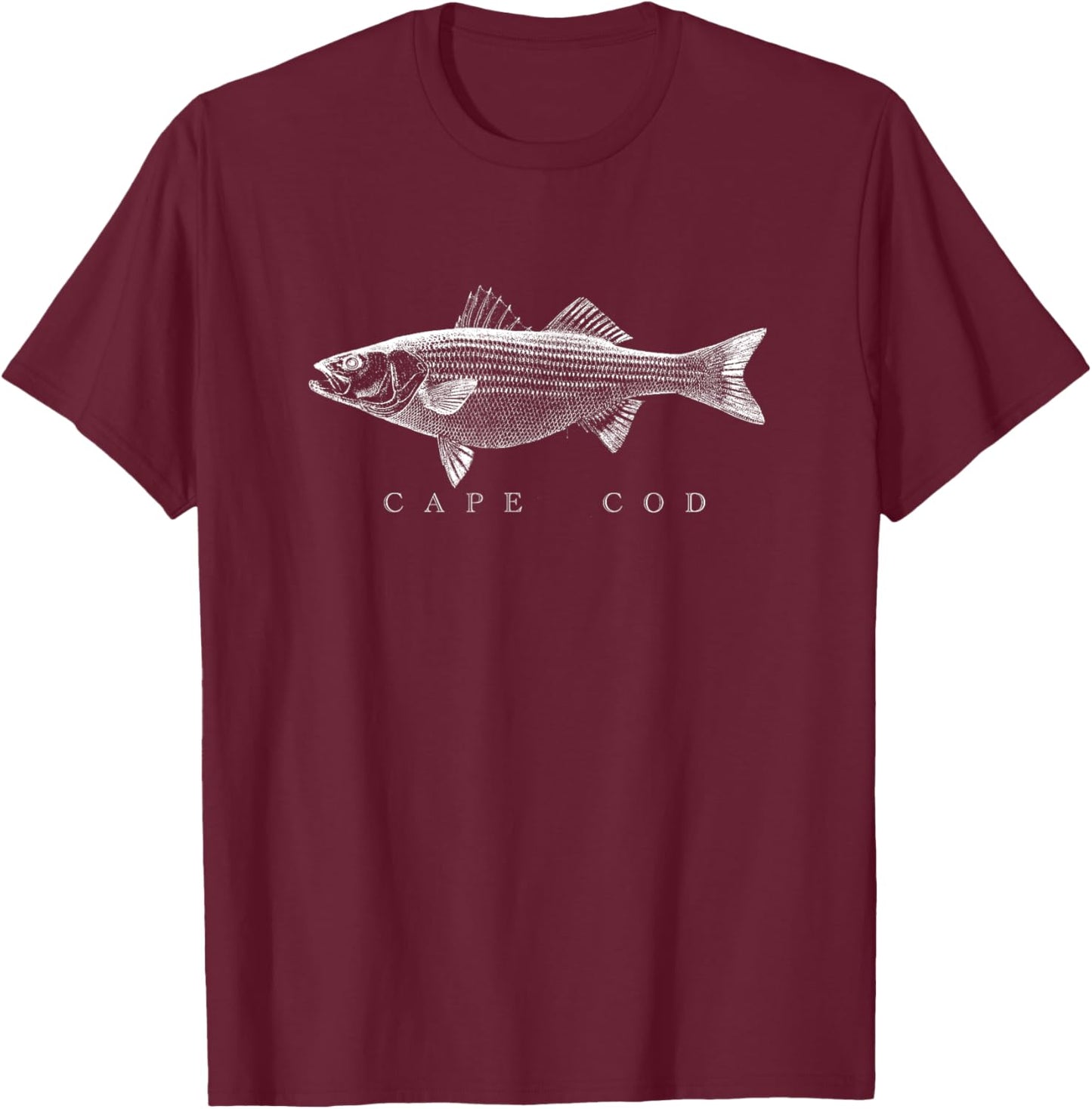 Cape Cod Striper Fishing T-Shirt - T-Shirt | Maroon