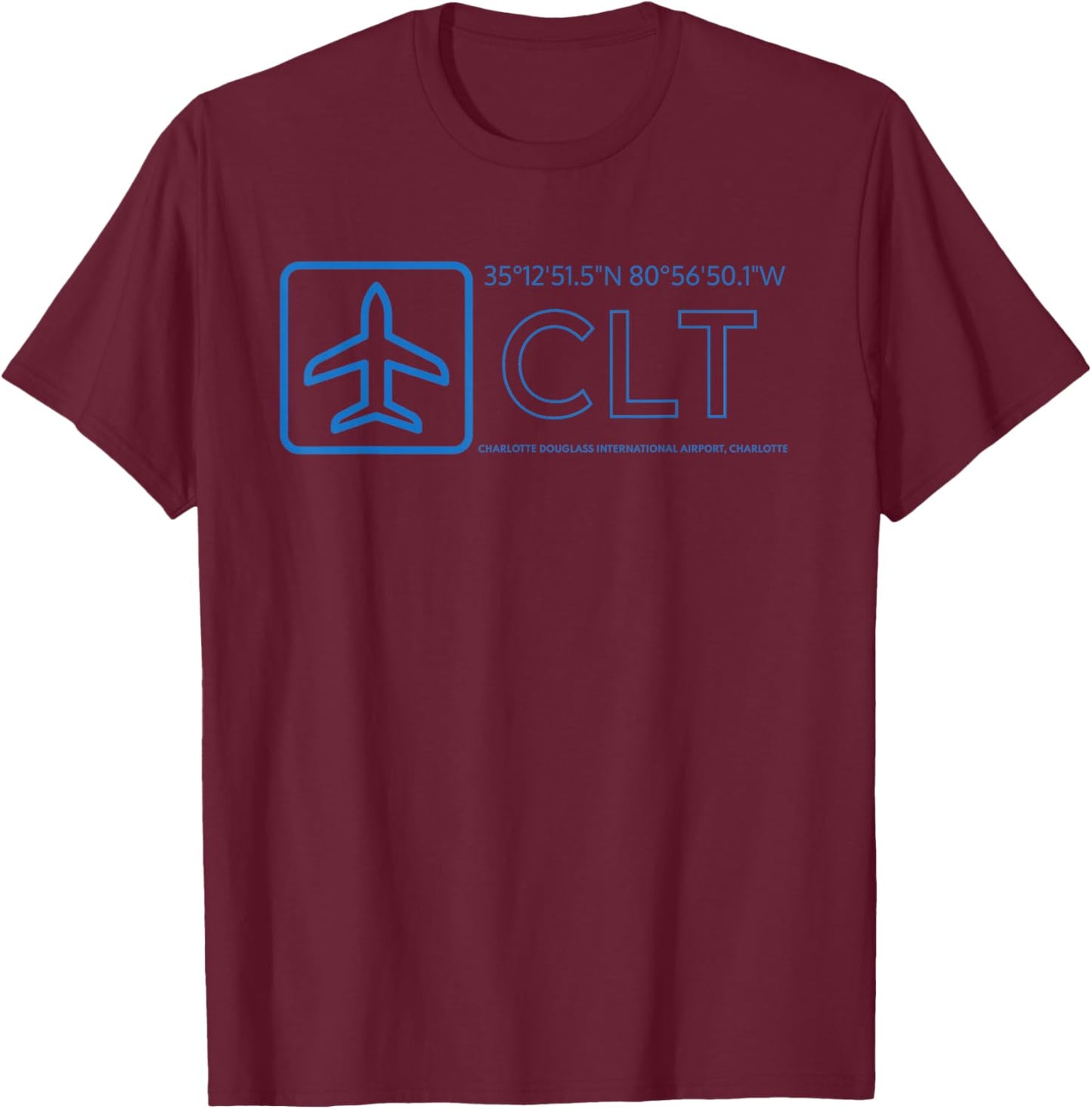 CLT Airport Code City of Charlotte Douglas International T-Shirt - T-Shirt | Maroon