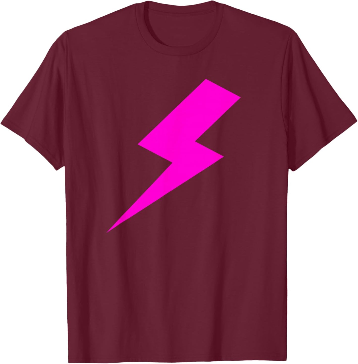 Lightning Bolt Hot Pink Flash Print T-Shirt - T-Shirt | Maroon