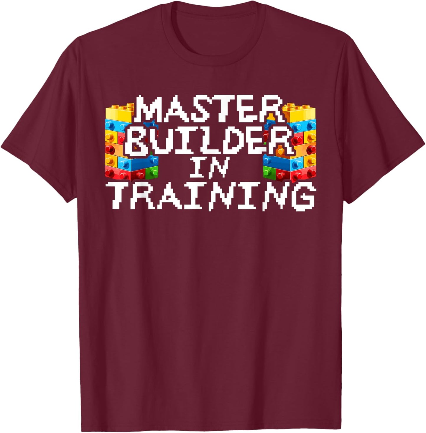 Master Builder Bricks Blocks Play Toys T-Shirt - T-Shirt | Maroon