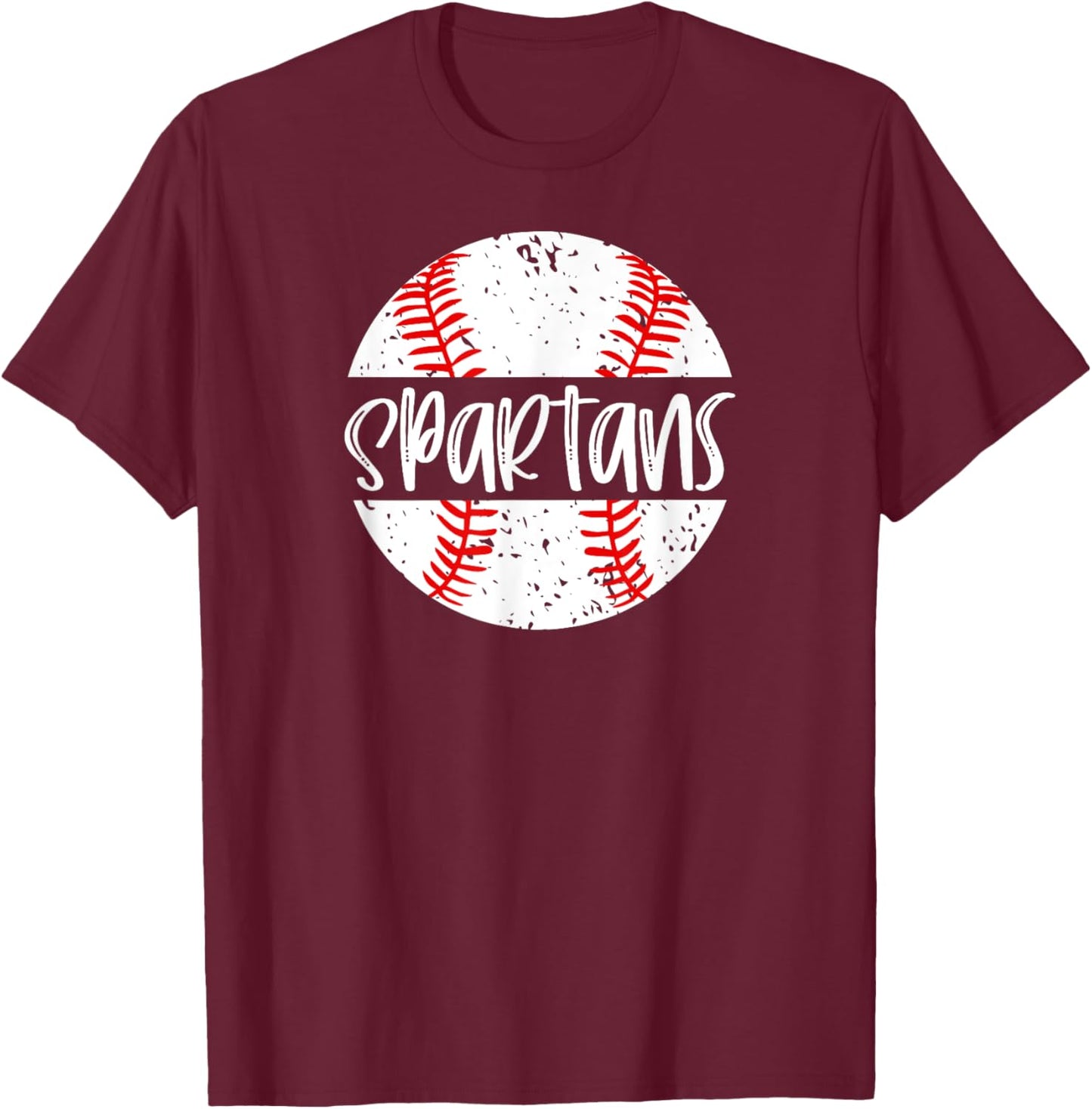 Spartans Baseball Team Mascot School Spirit Game Day T-Shirt - T-Shirt | Maroon