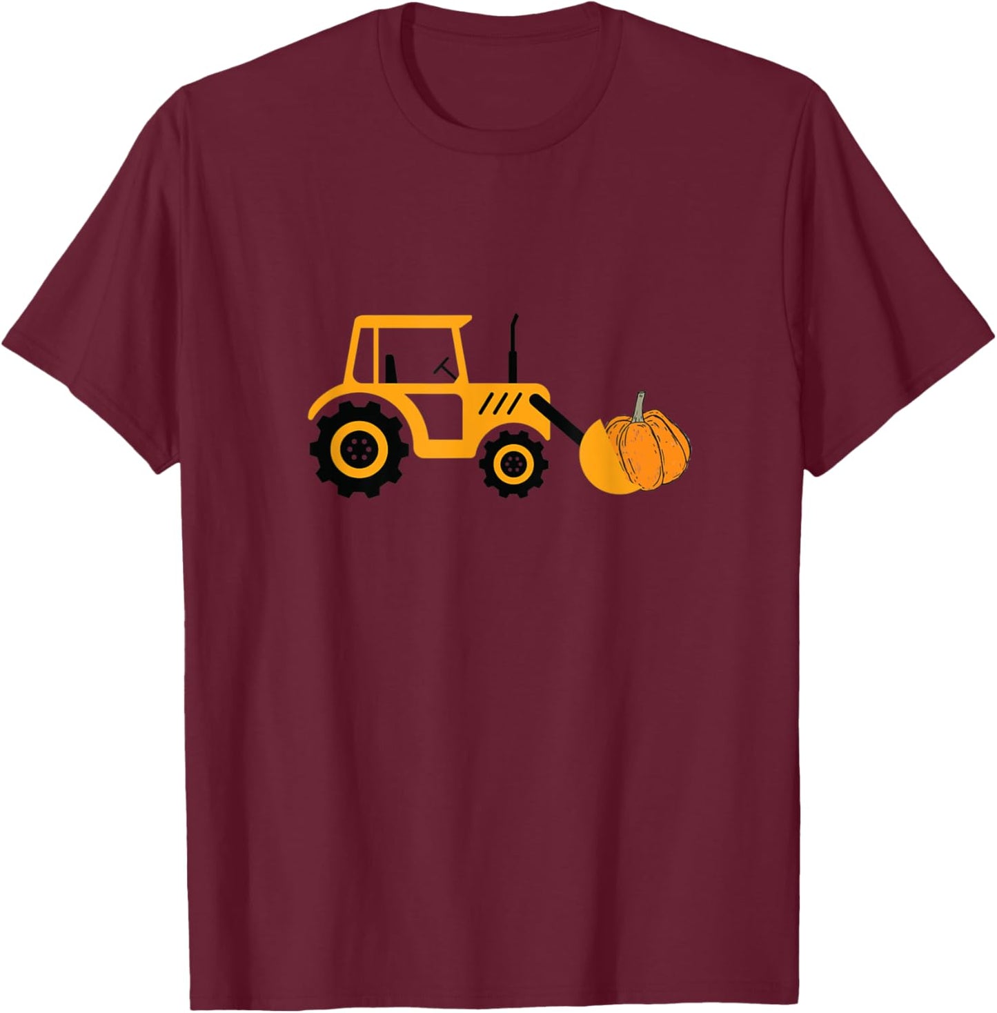 Halloween Construction Vehicle Truck Digger Cute Pumpkin T-Shirt - T-Shirt | Maroon