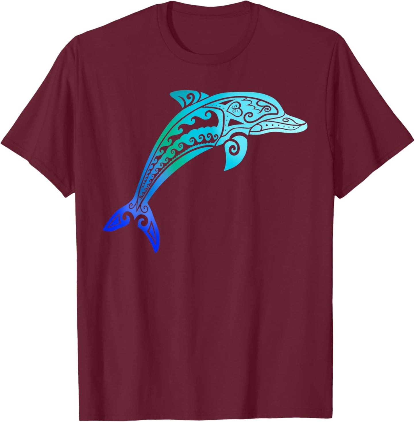 Jumping Dolphin Tribal T-Shirt - T-Shirt | Maroon