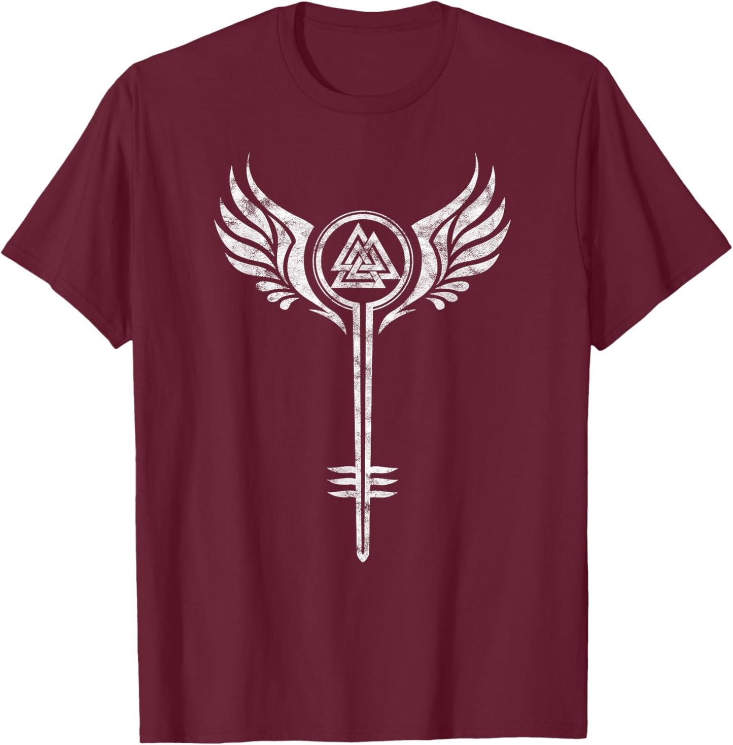 Valkyrie Symbol, Odin Valknut, Shieldmaiden, Viking, Warrior T-Shirt - T-Shirt | Maroon